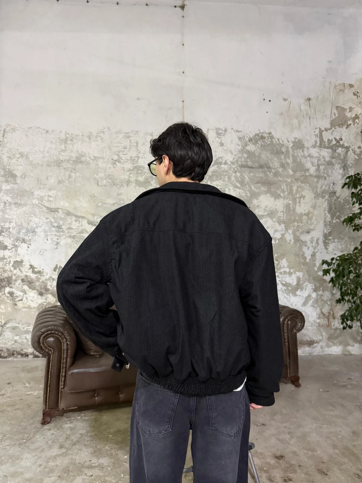 Kadife Bomber Siyah Ceket