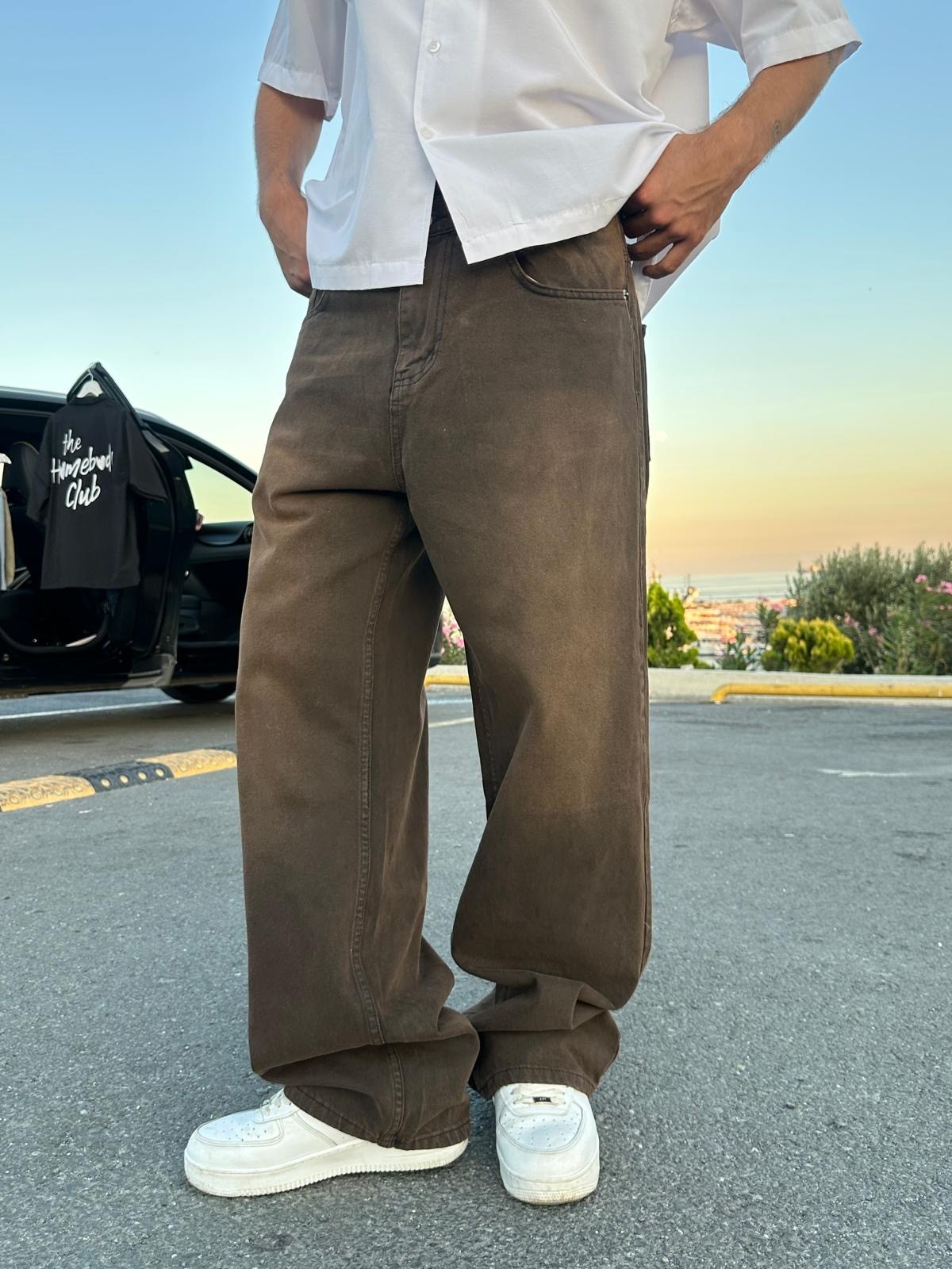 Sand Brown Baggy Pantolon