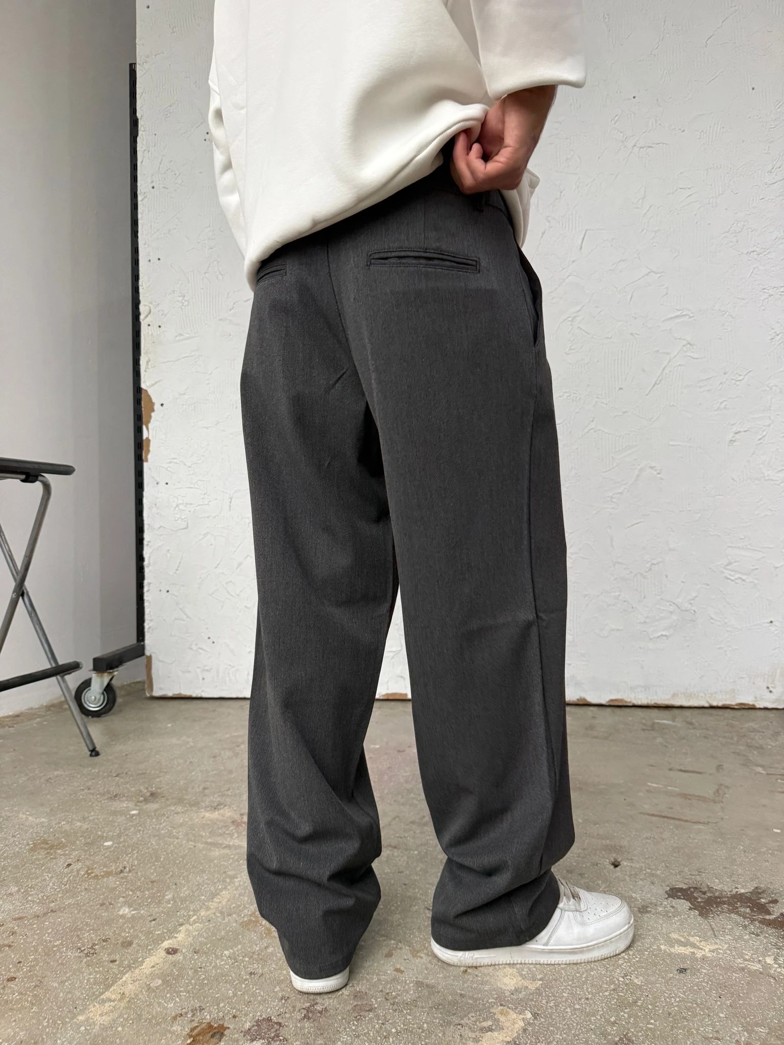 Znc Koyu Gri Baggy Kumaş Pantolon