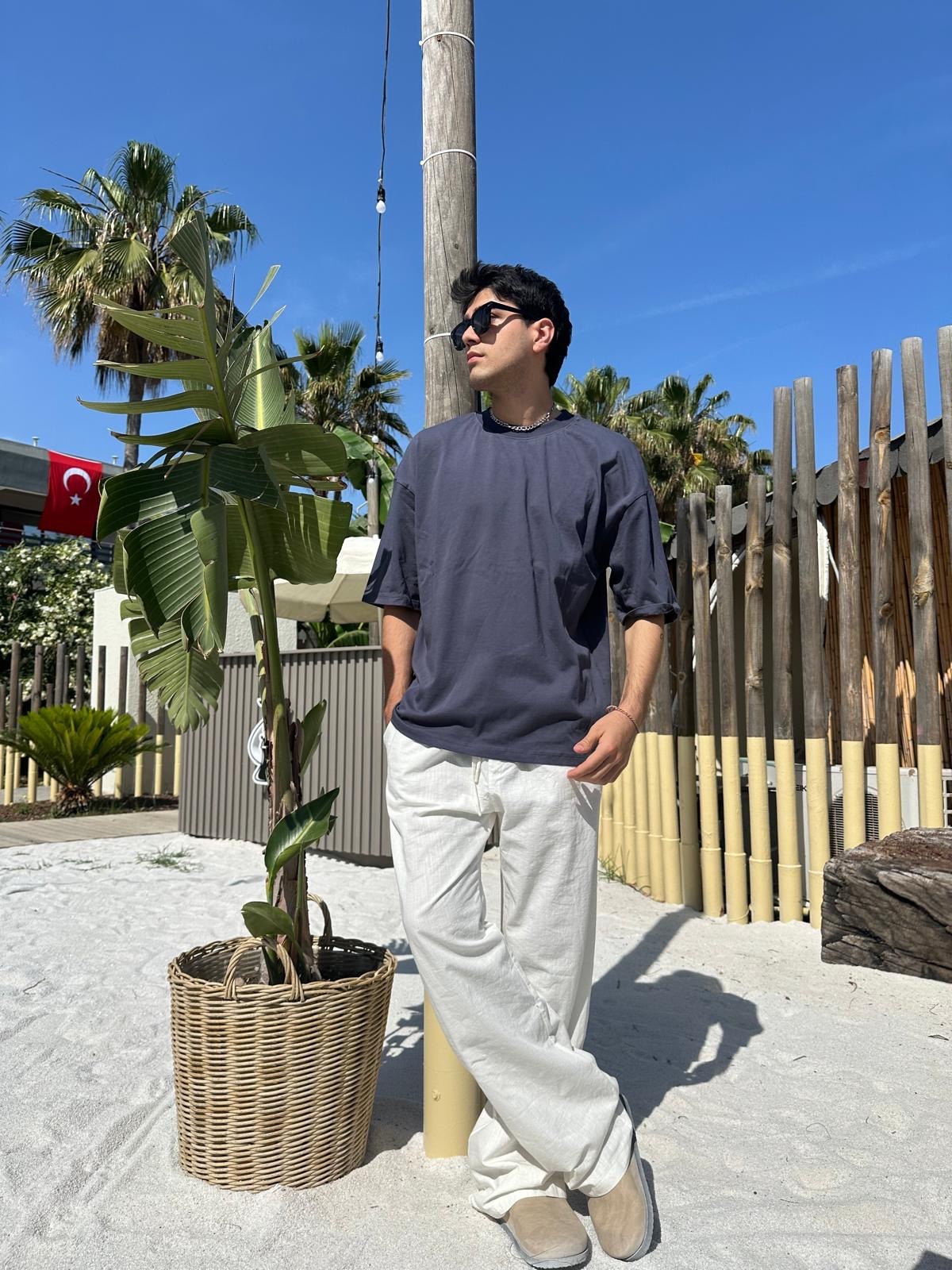 Antrasit Sand Vibes Basic T-Shirt