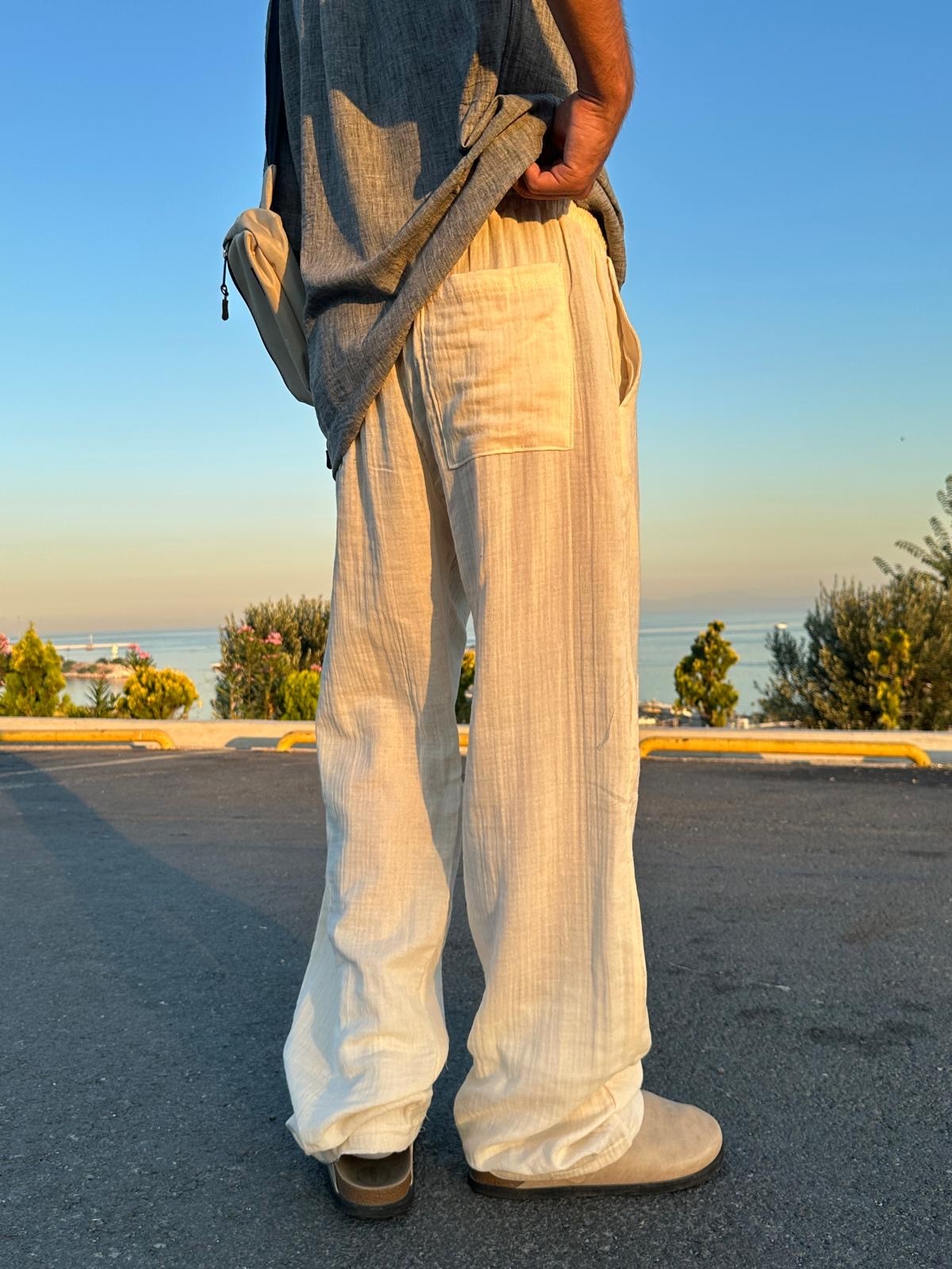 Summer Vibe Bej Dökümlü Fresh Pantolon
