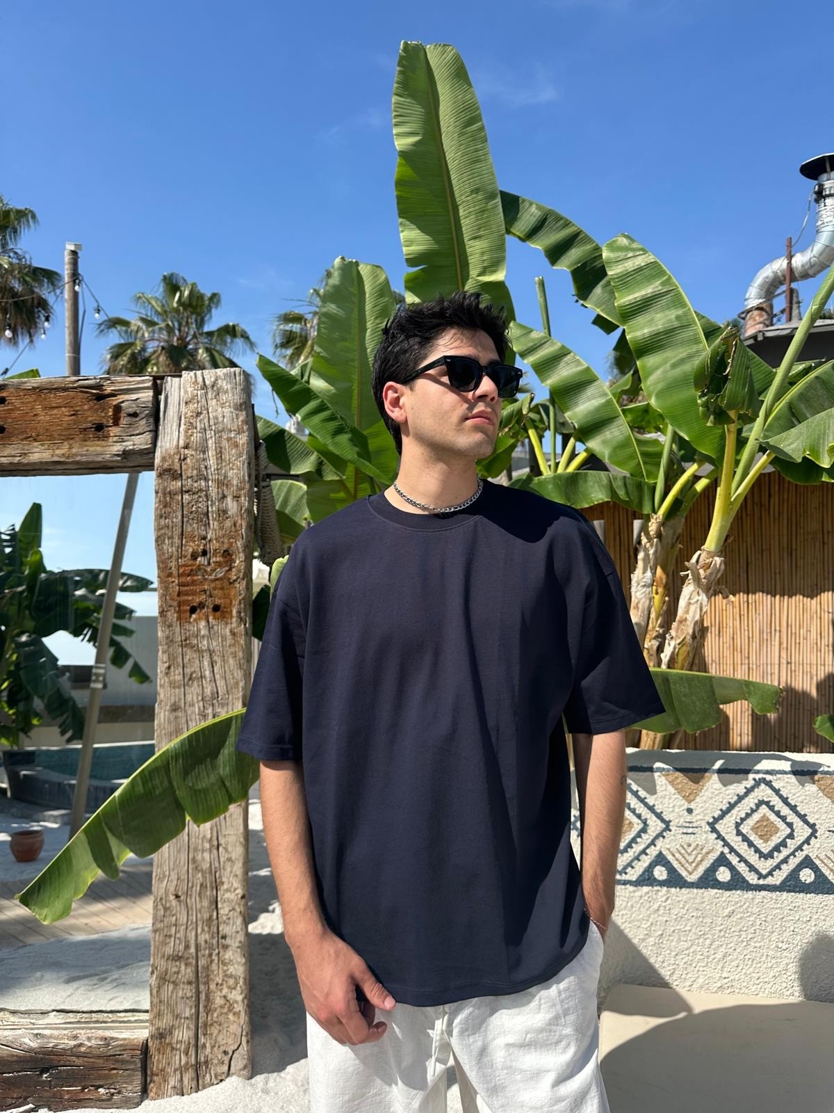 Lacivert Sand Vibes Basic T-Shirt
