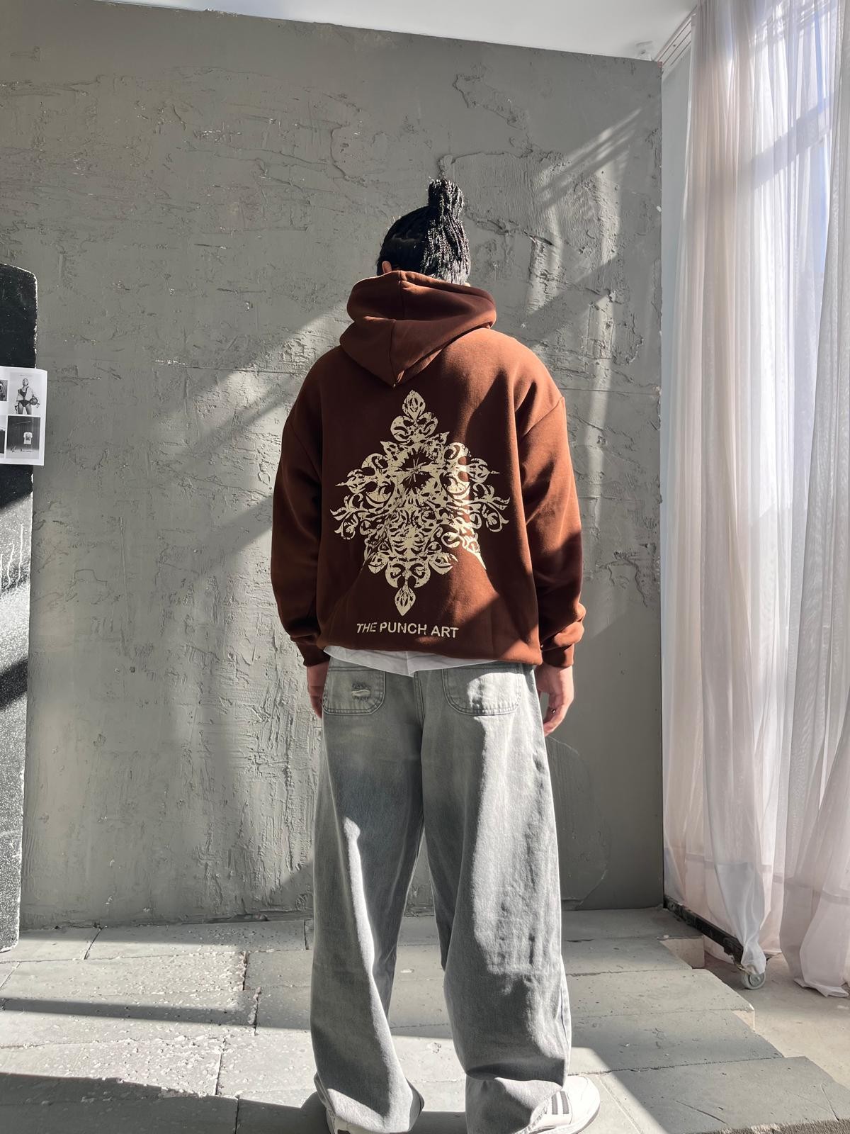 Punch Art Kahve Back Print Hoodie