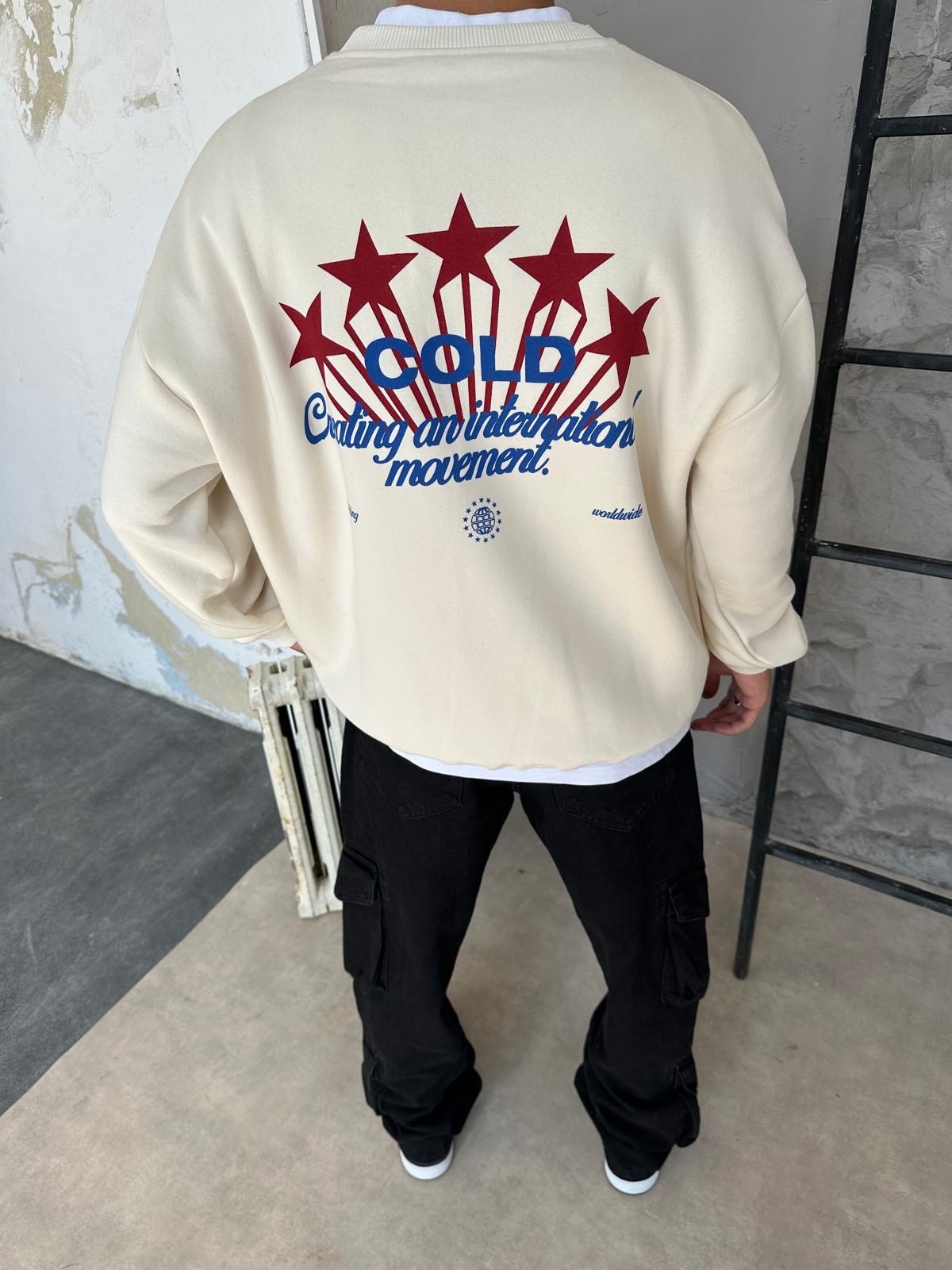 Cold Sweat Star Back Print Sweatshirt