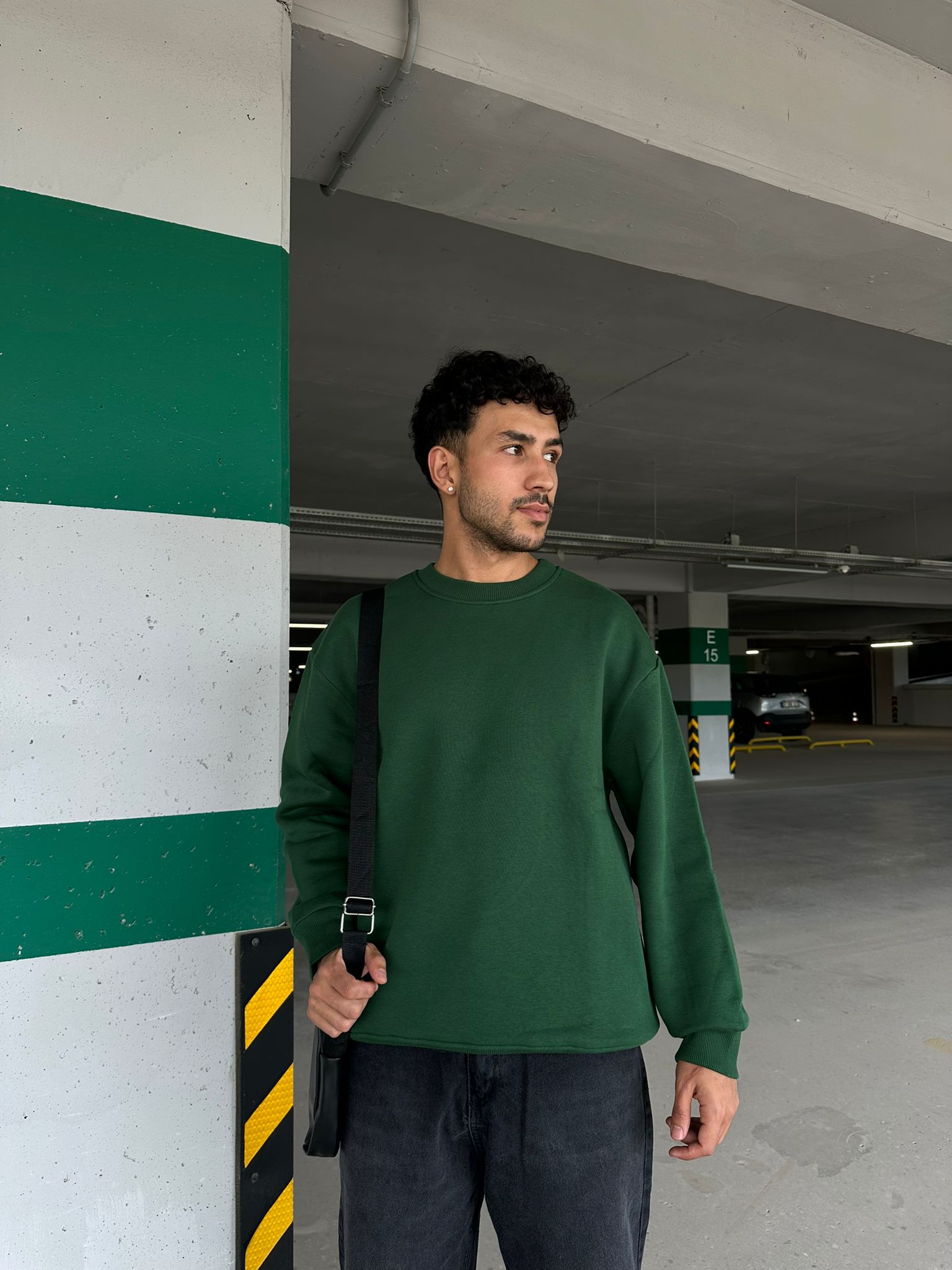Basıc Oversize Sweatshirt - yeşil