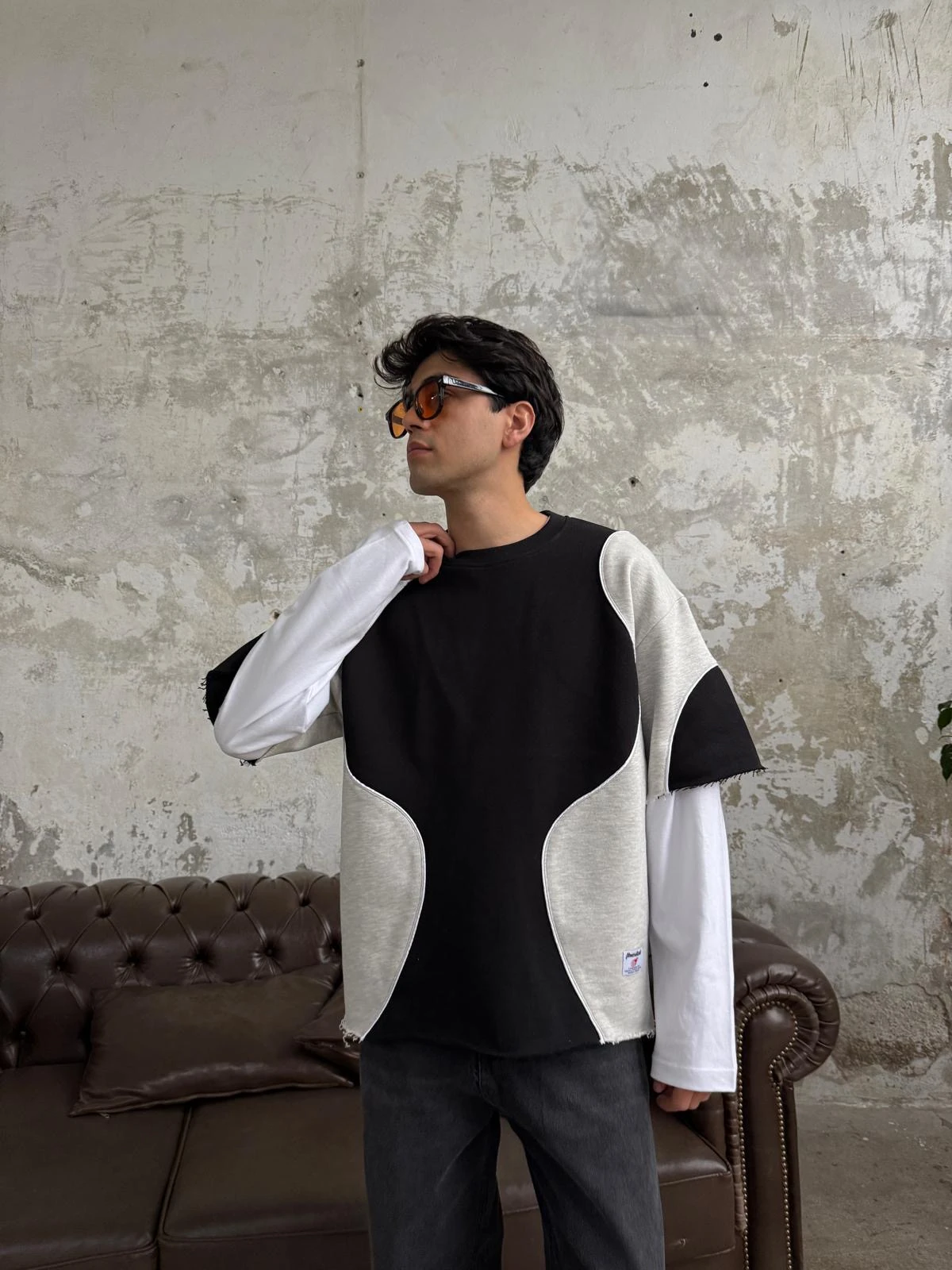 Biye Detay Siyah Premium Sweatshirt