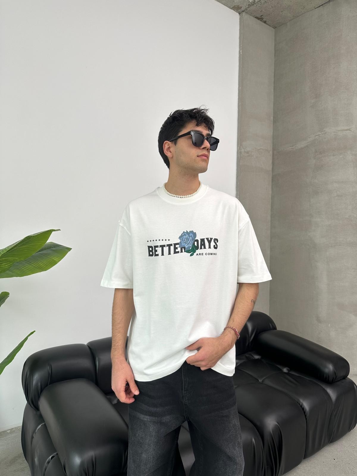 Better Days Back Print White T-Shirt