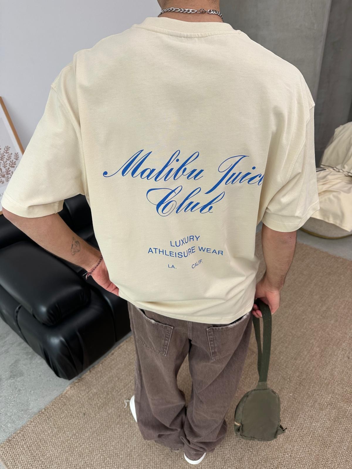 Malibu Juice Club Back Print Beigie T-Shirt
