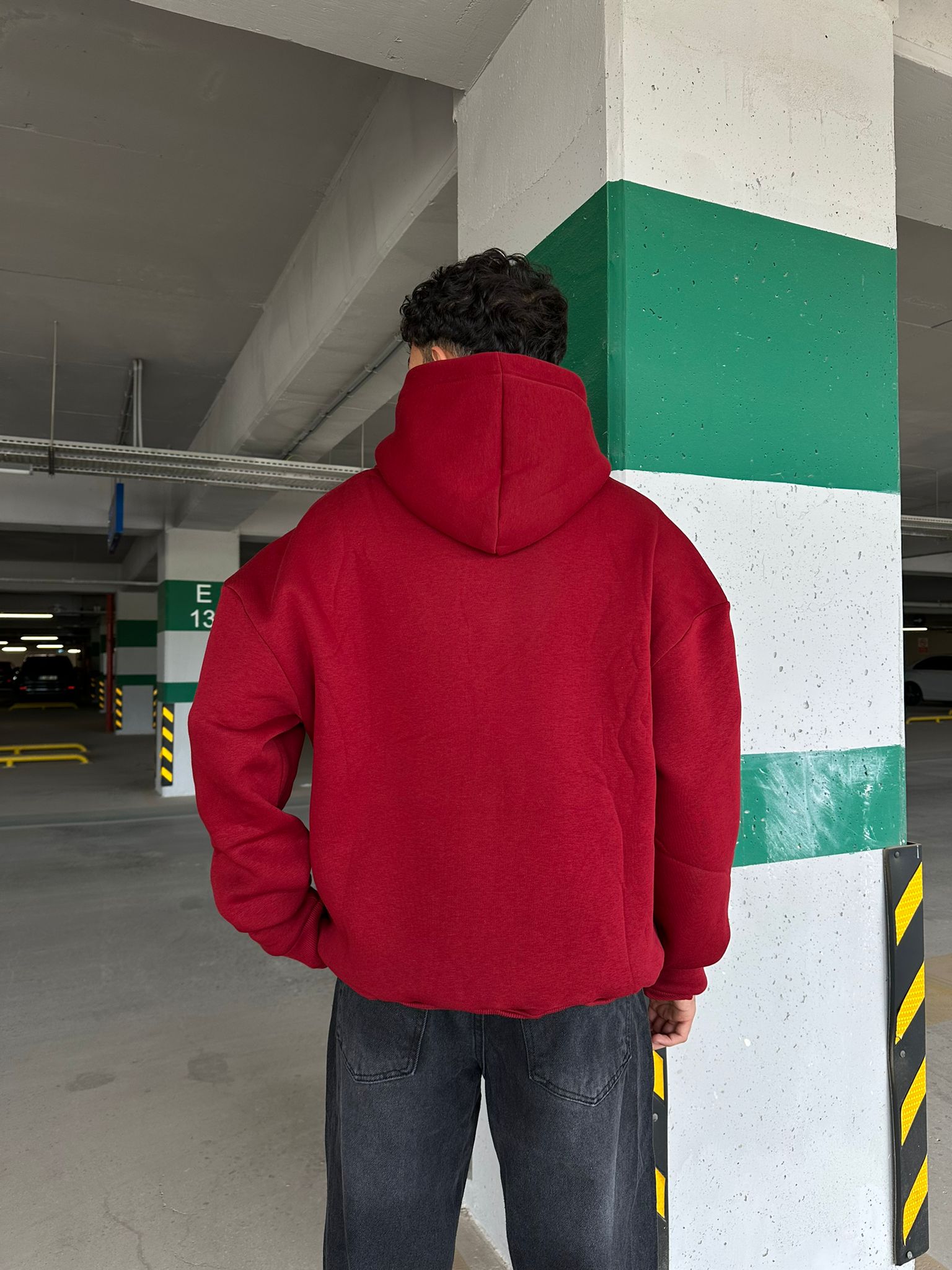 Basıc Oversize Hoodie - bordo