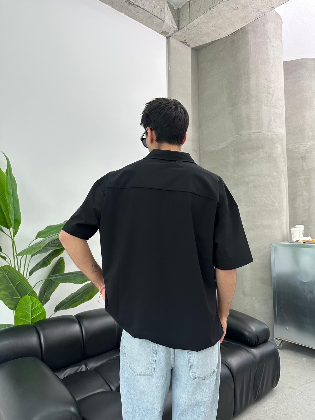Now Trend Siyah Oversize Gömlek 