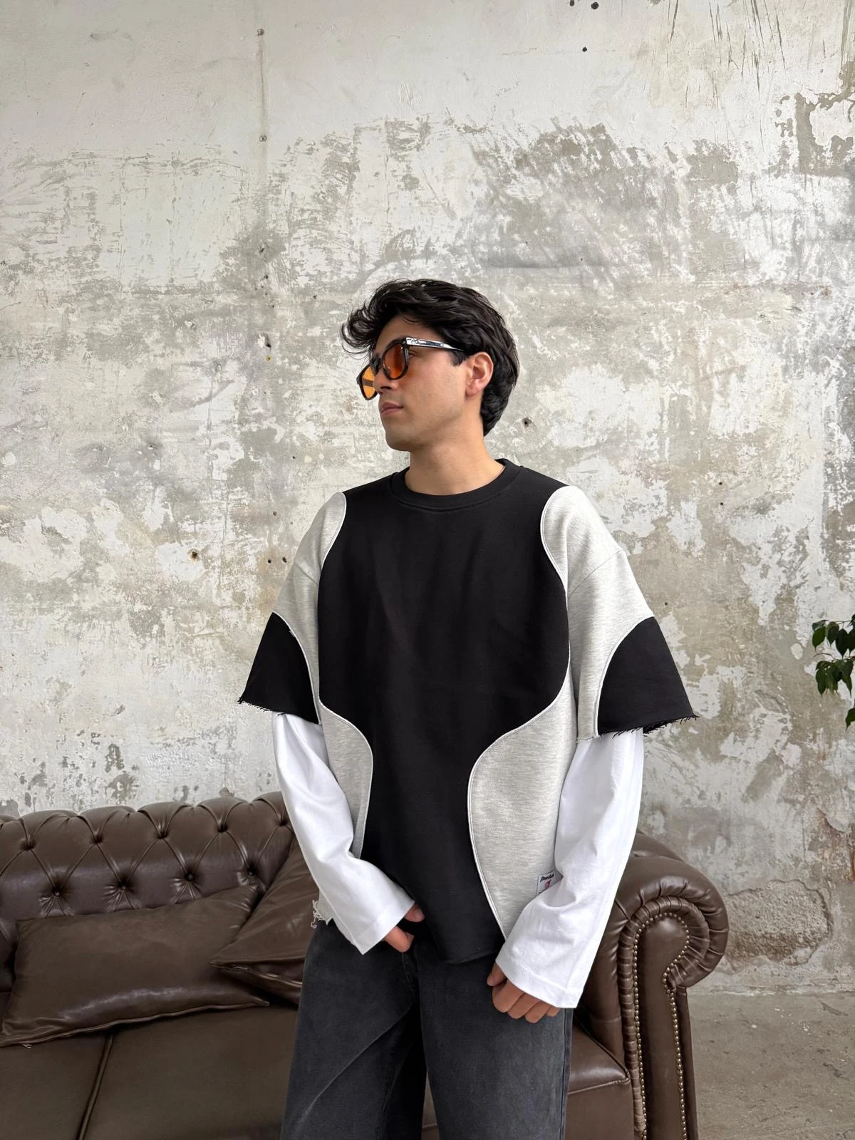 Biye Detay Siyah Premium Sweatshirt