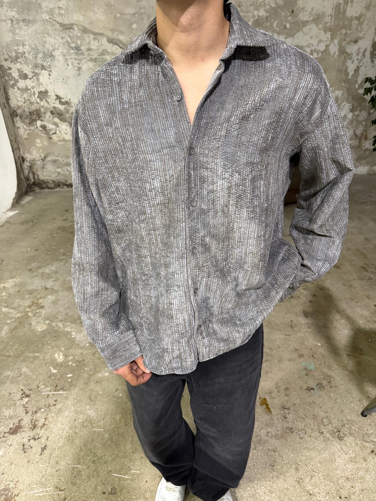 Yıkamalı Füme Kadife Basic Gömlek