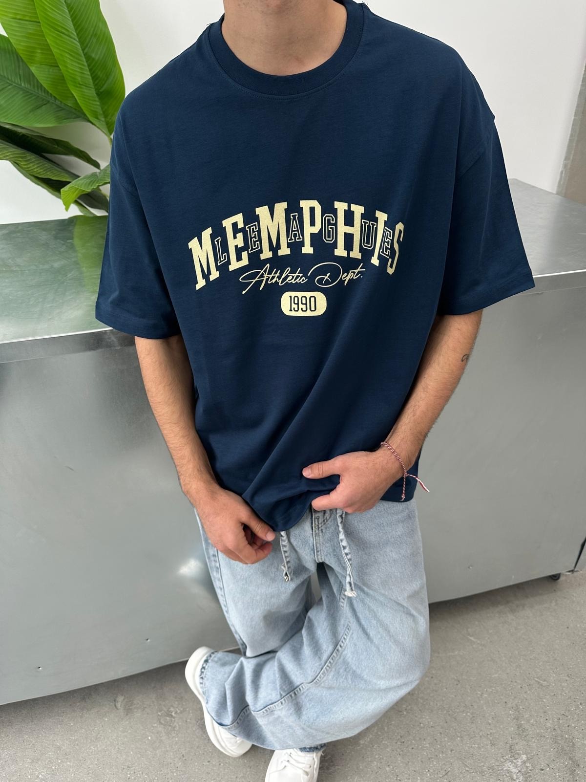Memphis 1990 Lacivert Oversize T-Shirt