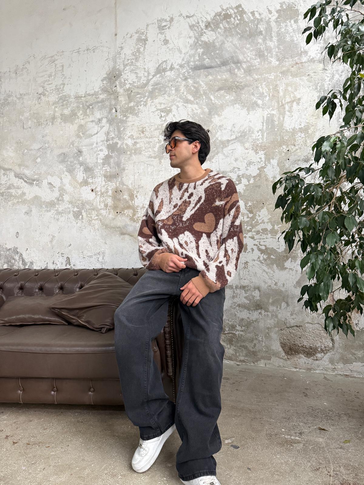 Brown Efekt Oversize Triko