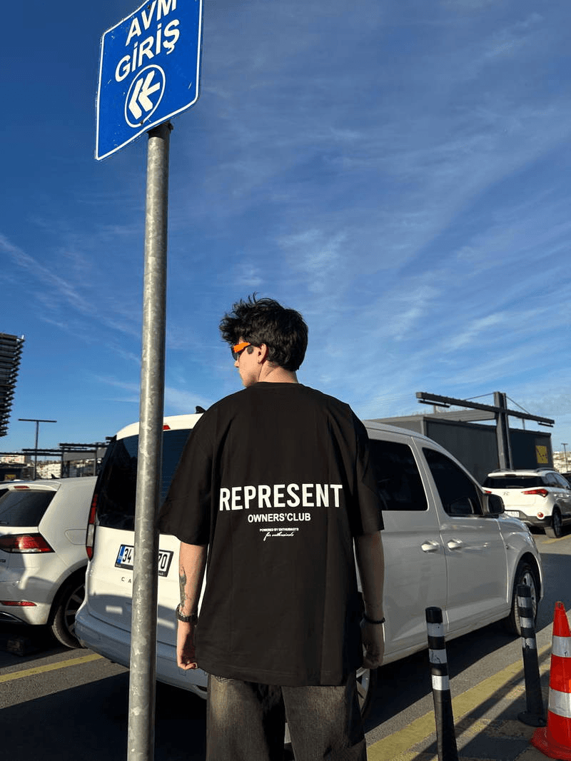 Representby Owner Back Print Black Oversize T-Shirt