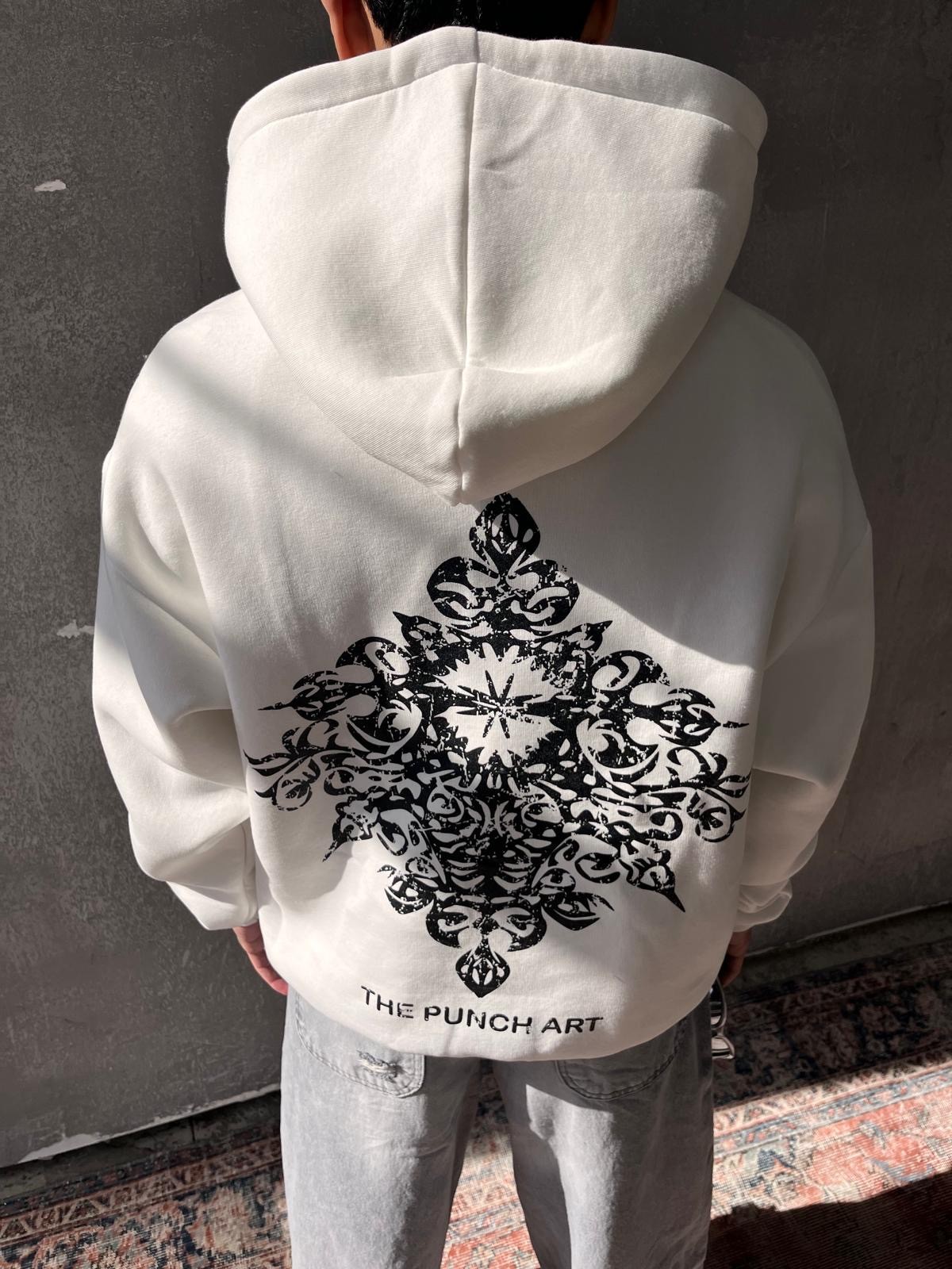 Punch Art White Back Print Hoodie