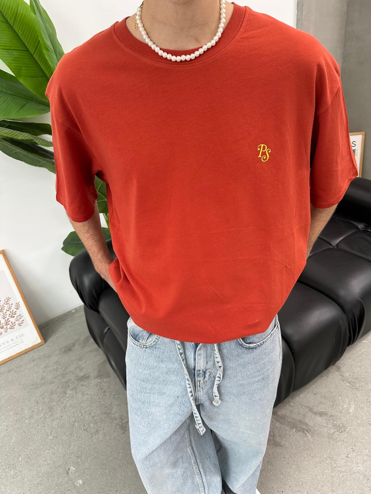 Prima Sound Baskılı Kırmızı Oversize T-Shirt 