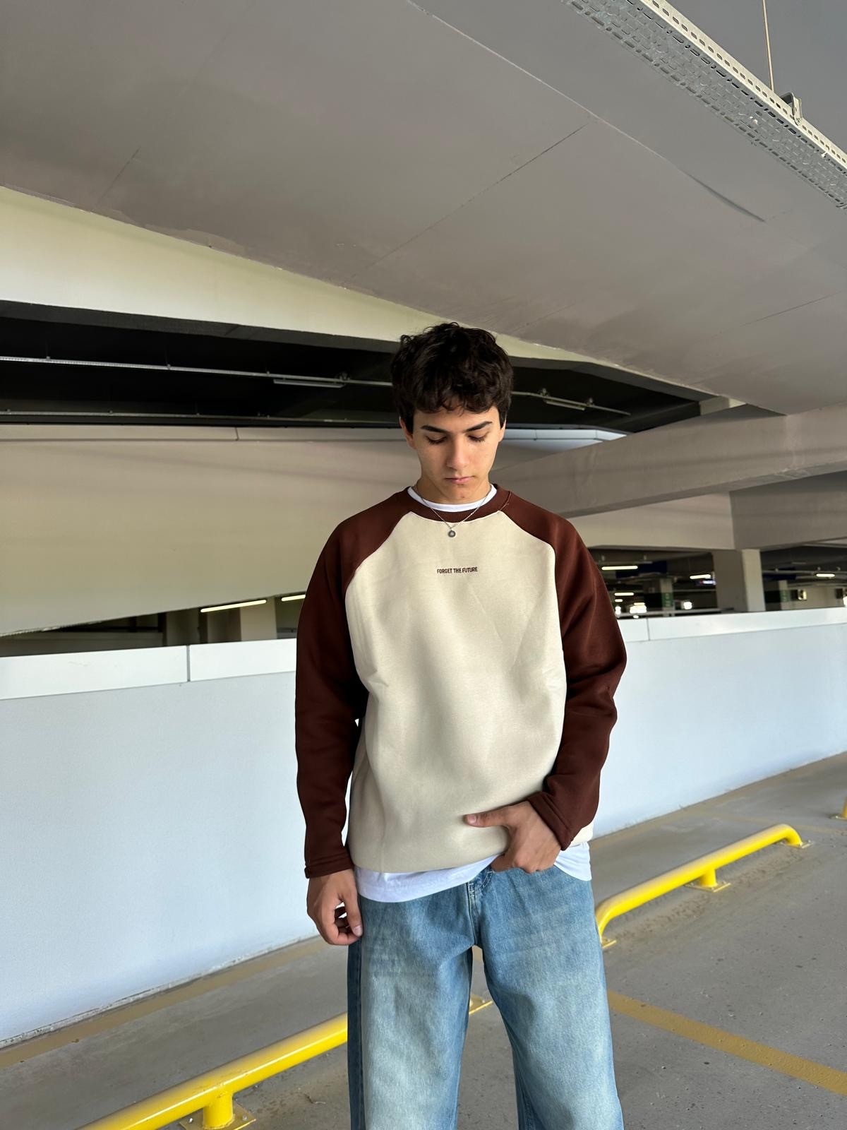 Forget The Future Brown Arm Sweatshirt