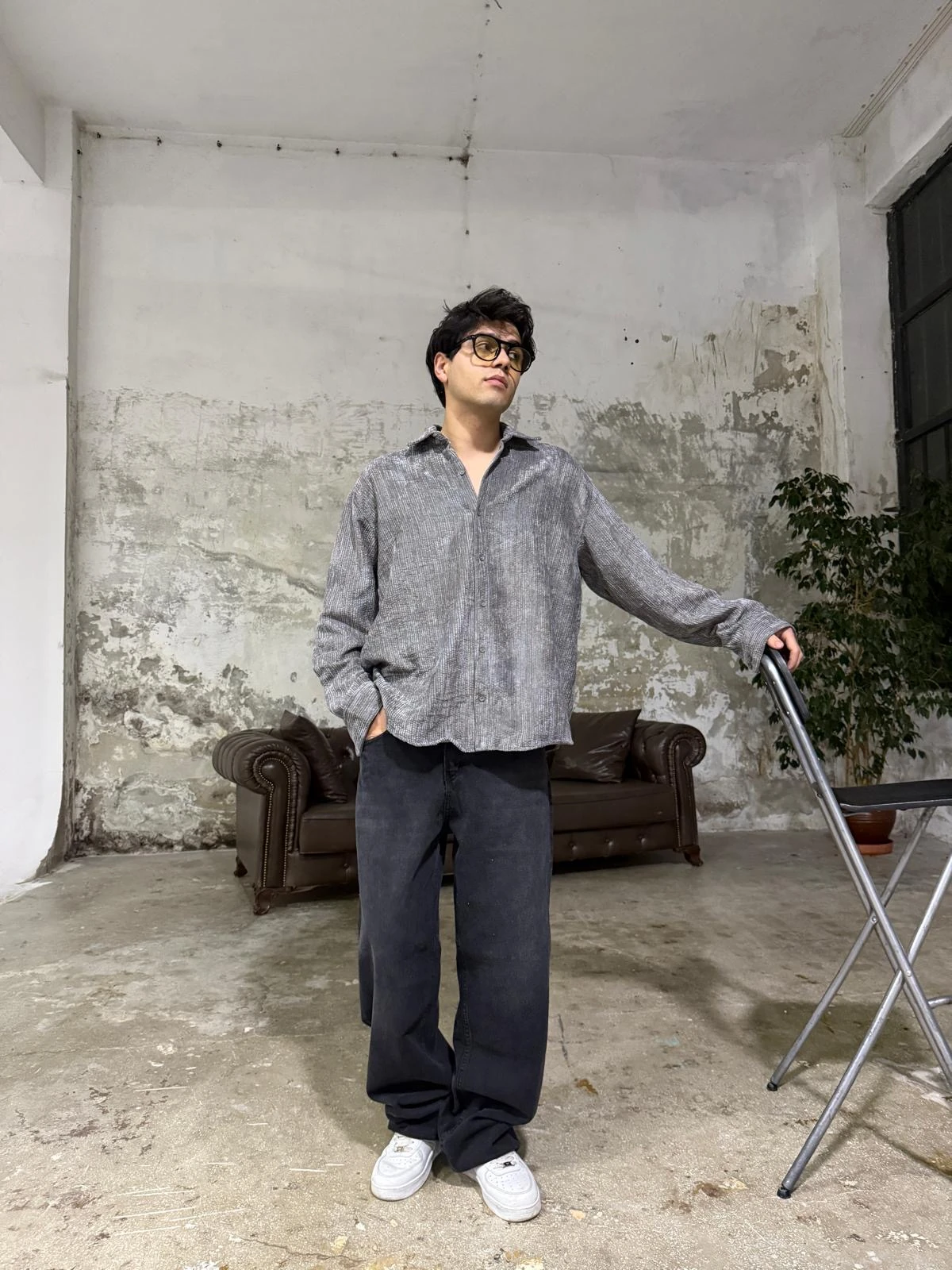 Yıkamalı Füme Kadife Basic Gömlek