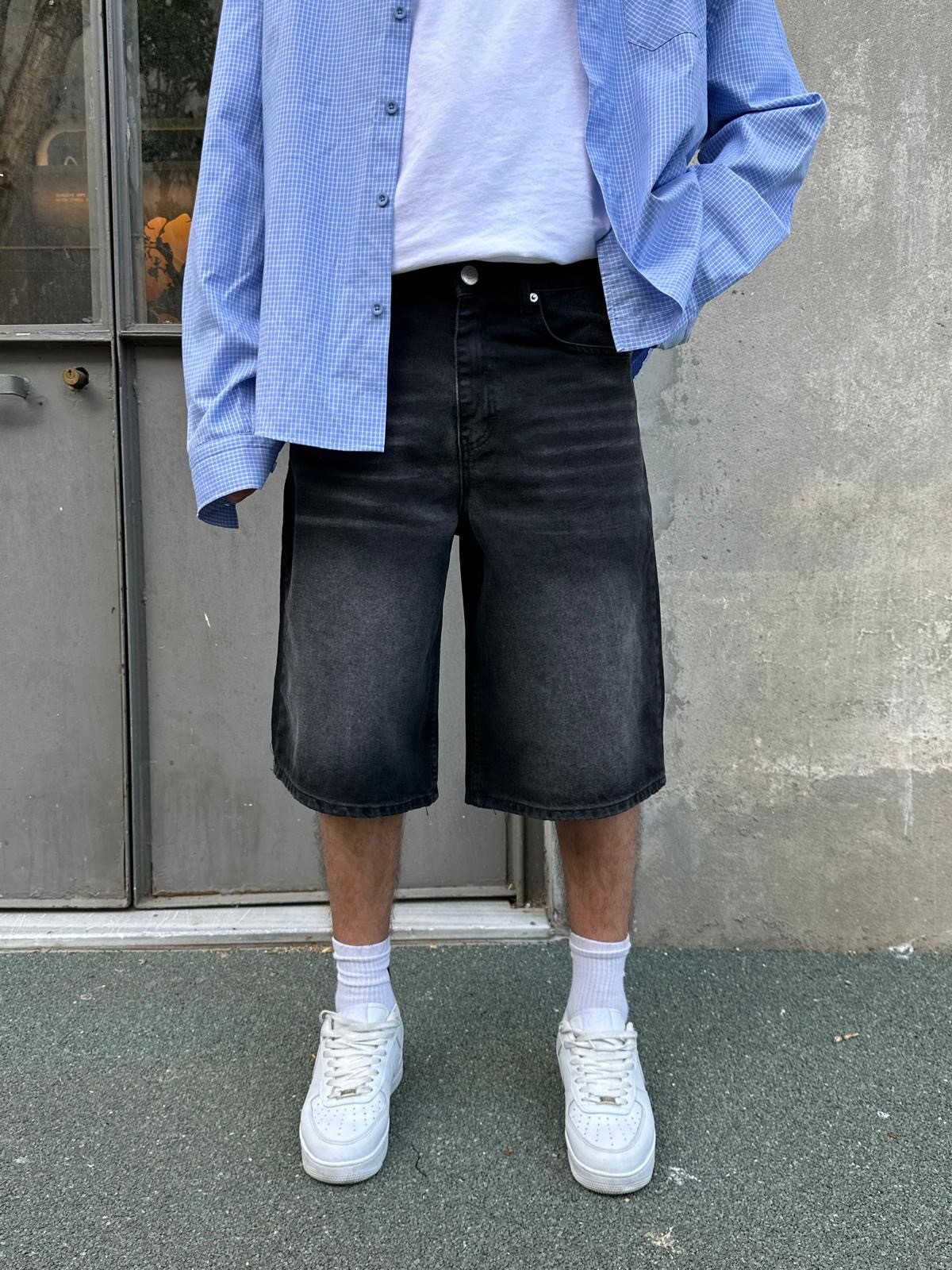 Vintage Washed Tint Kot Şort Alx