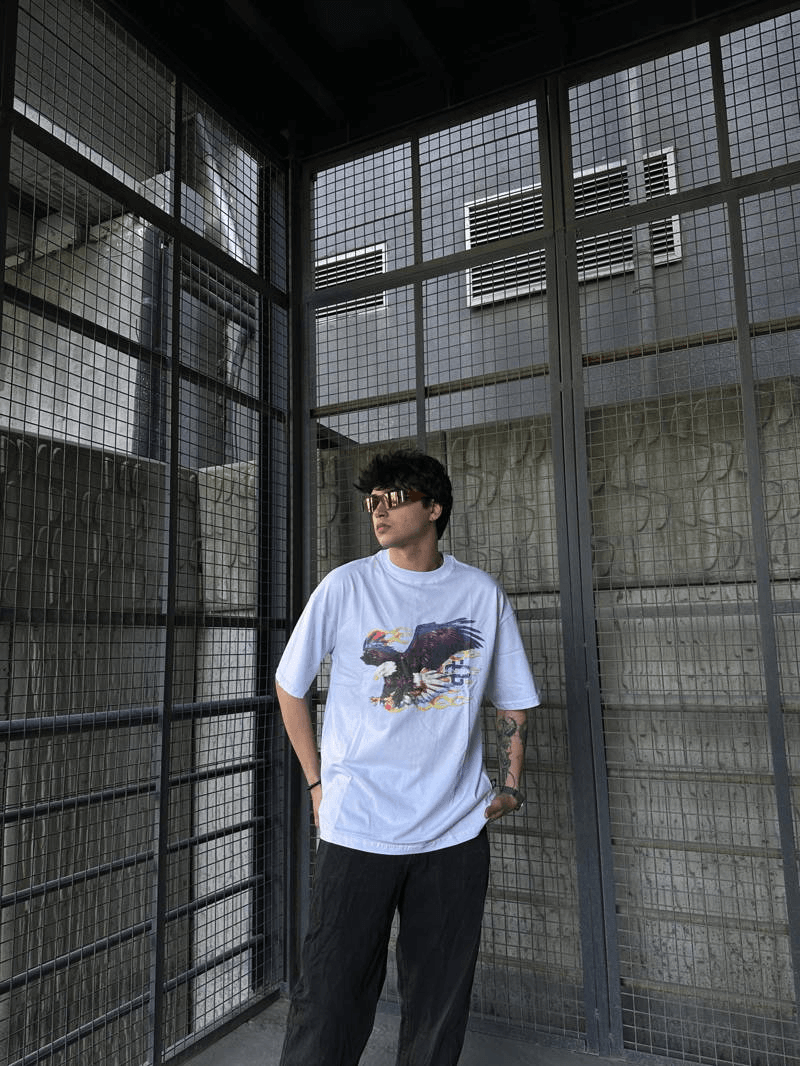 Eagle Fire Print White Tshirt