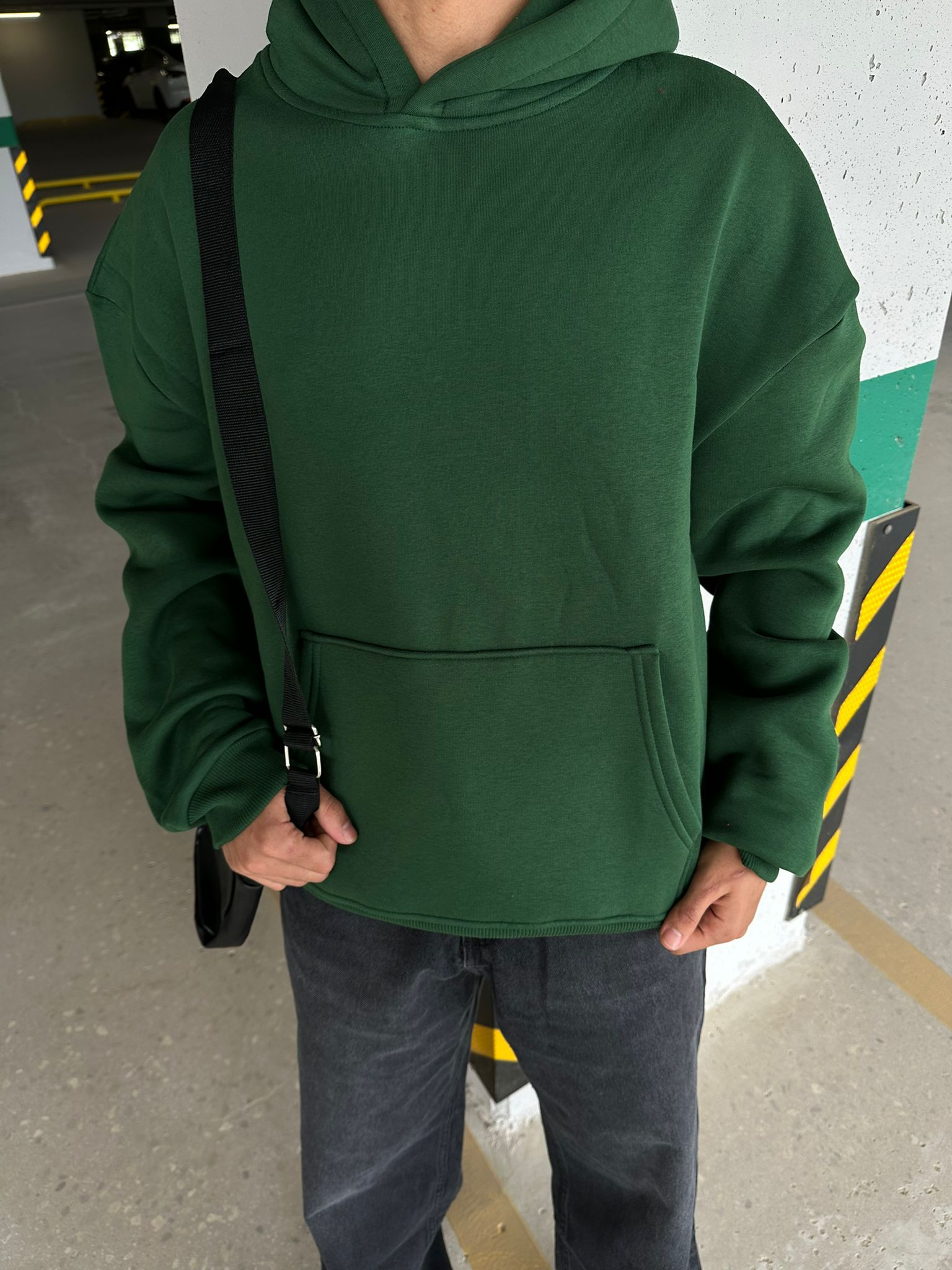 Basıc Oversize Hoodie - yeşil