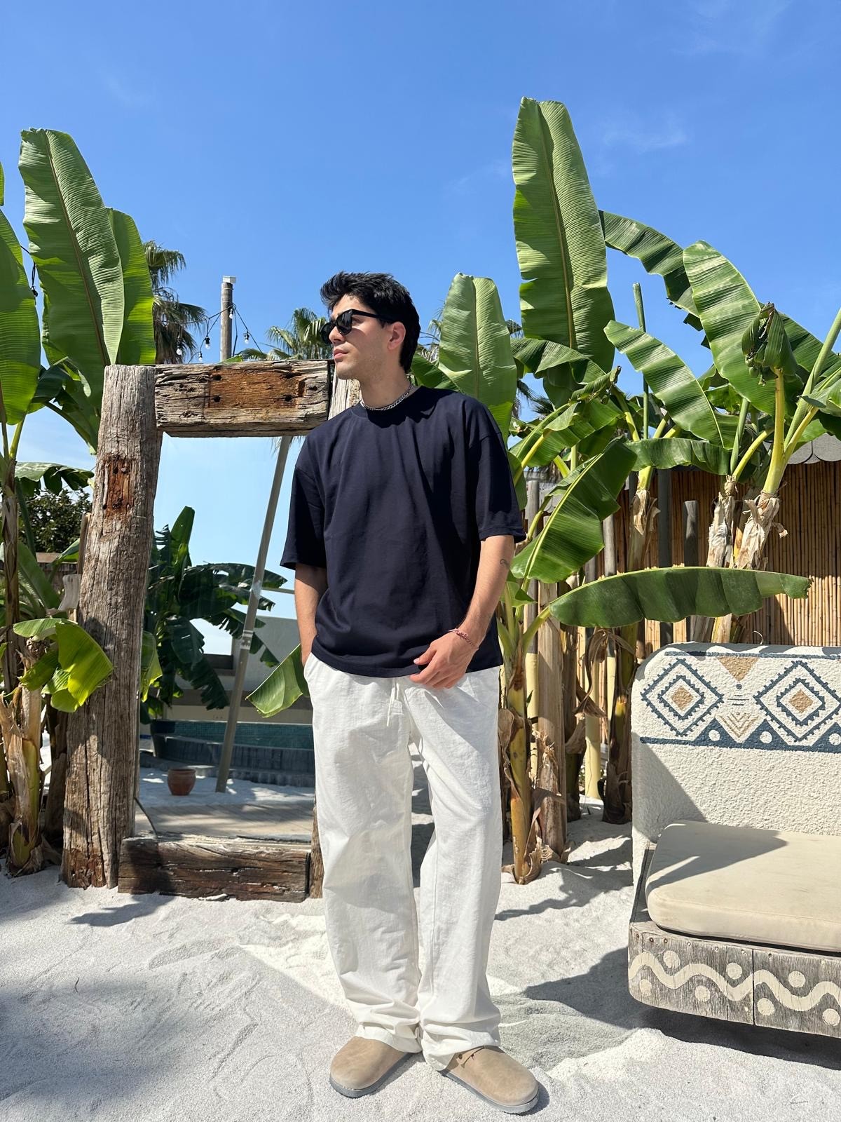 Lacivert Sand Vibes Basic T-Shirt