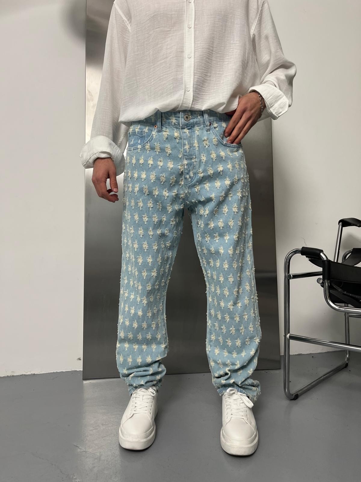 Mavi Patchwork Baggy Pantolon