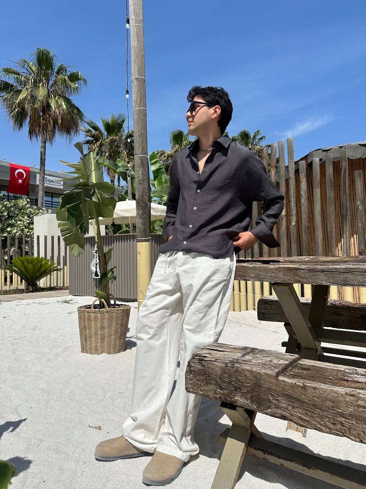 Füme Sand Vibes Keten Gömlek