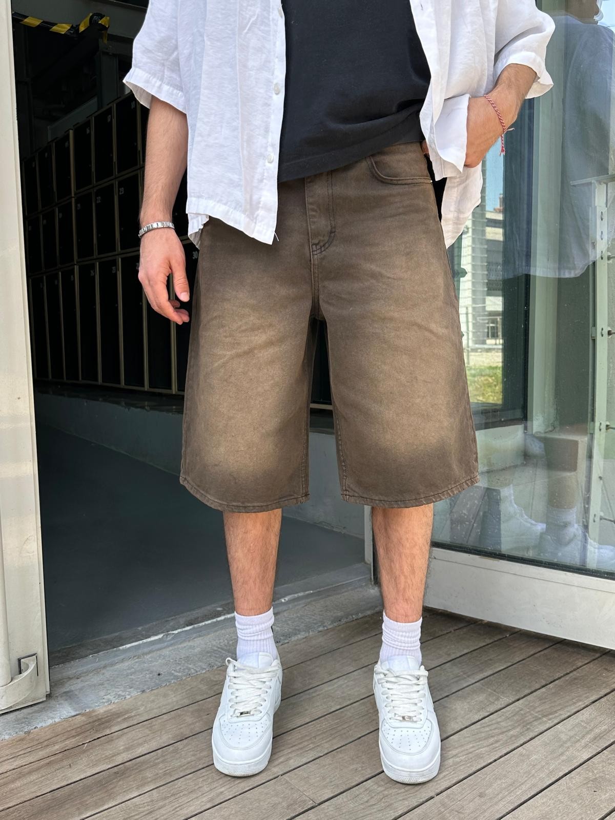 Vintage Brown Bermuda Kot Şort Alx
