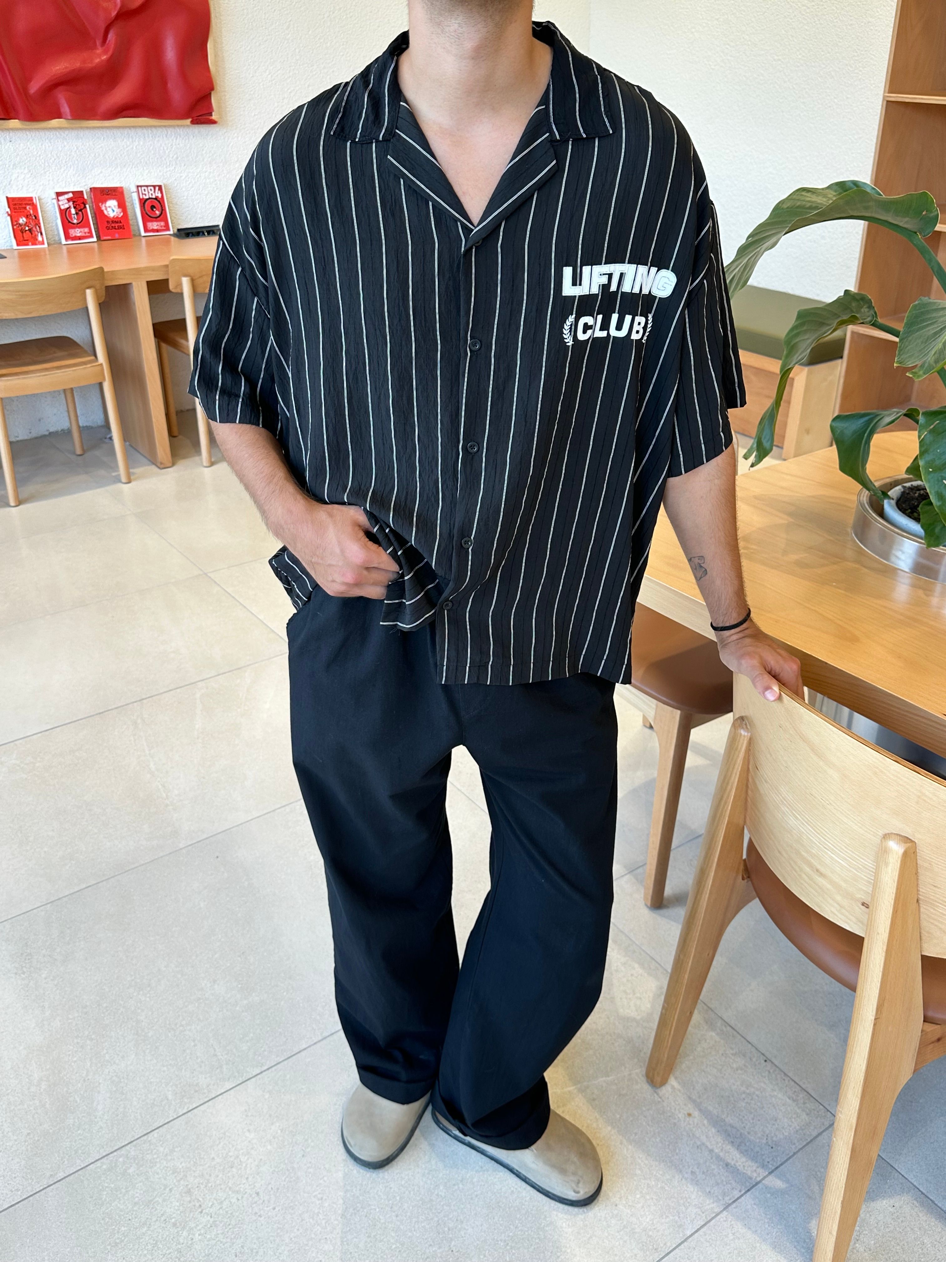 Lıftıng Club Çizgili Oversize Gömlek