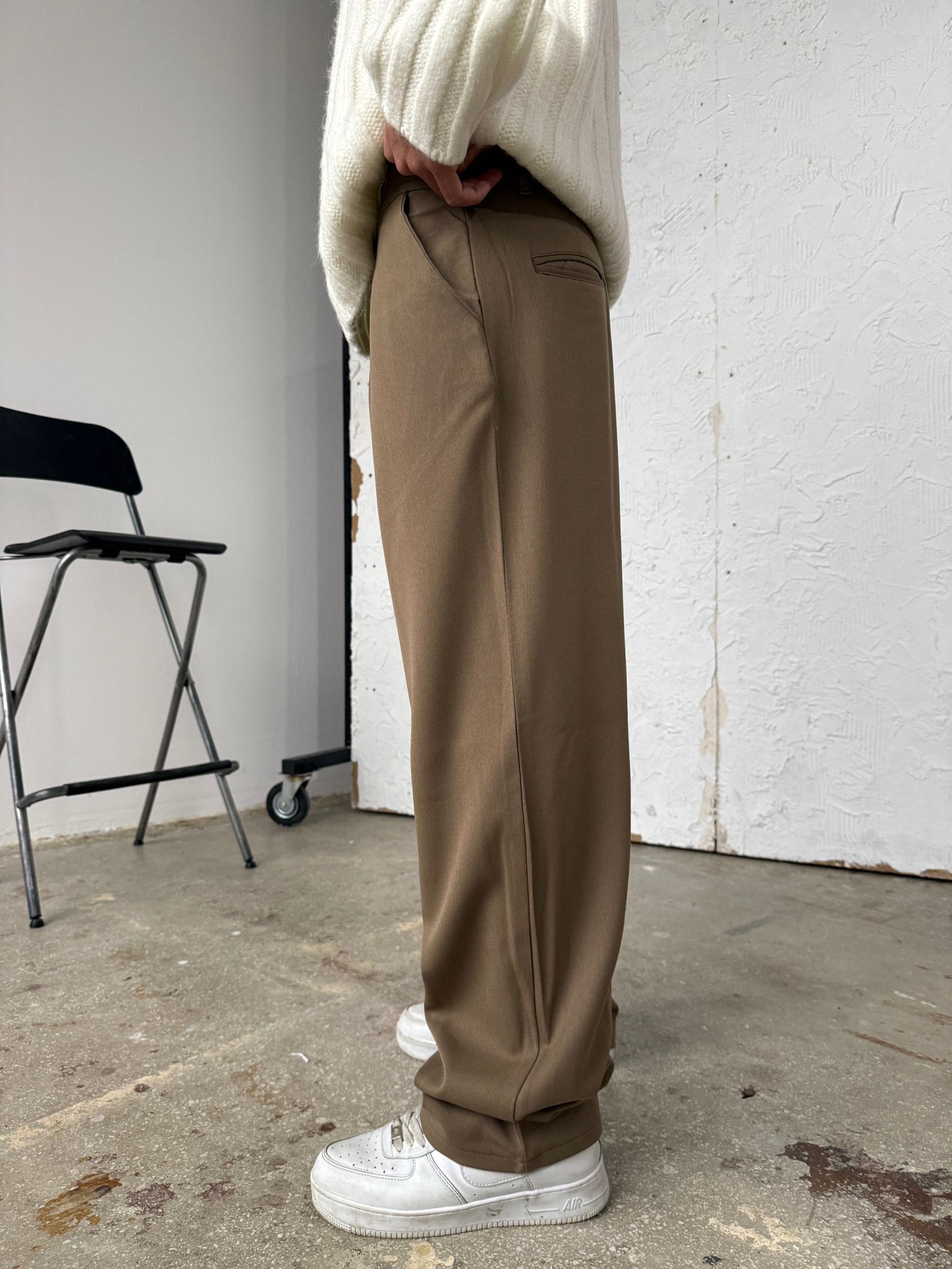 Winter Beige Baggy Kumaş Pantolon