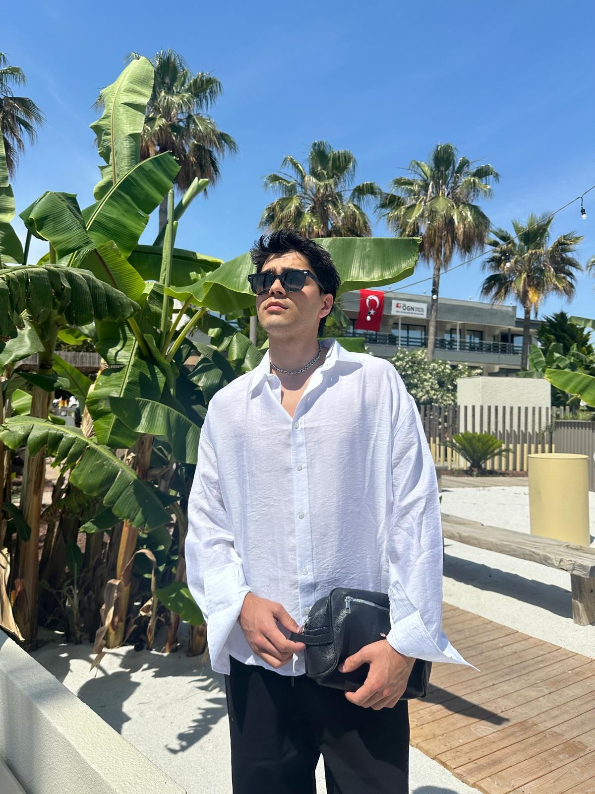 Beyaz Sand Vibes Keten Gömlek