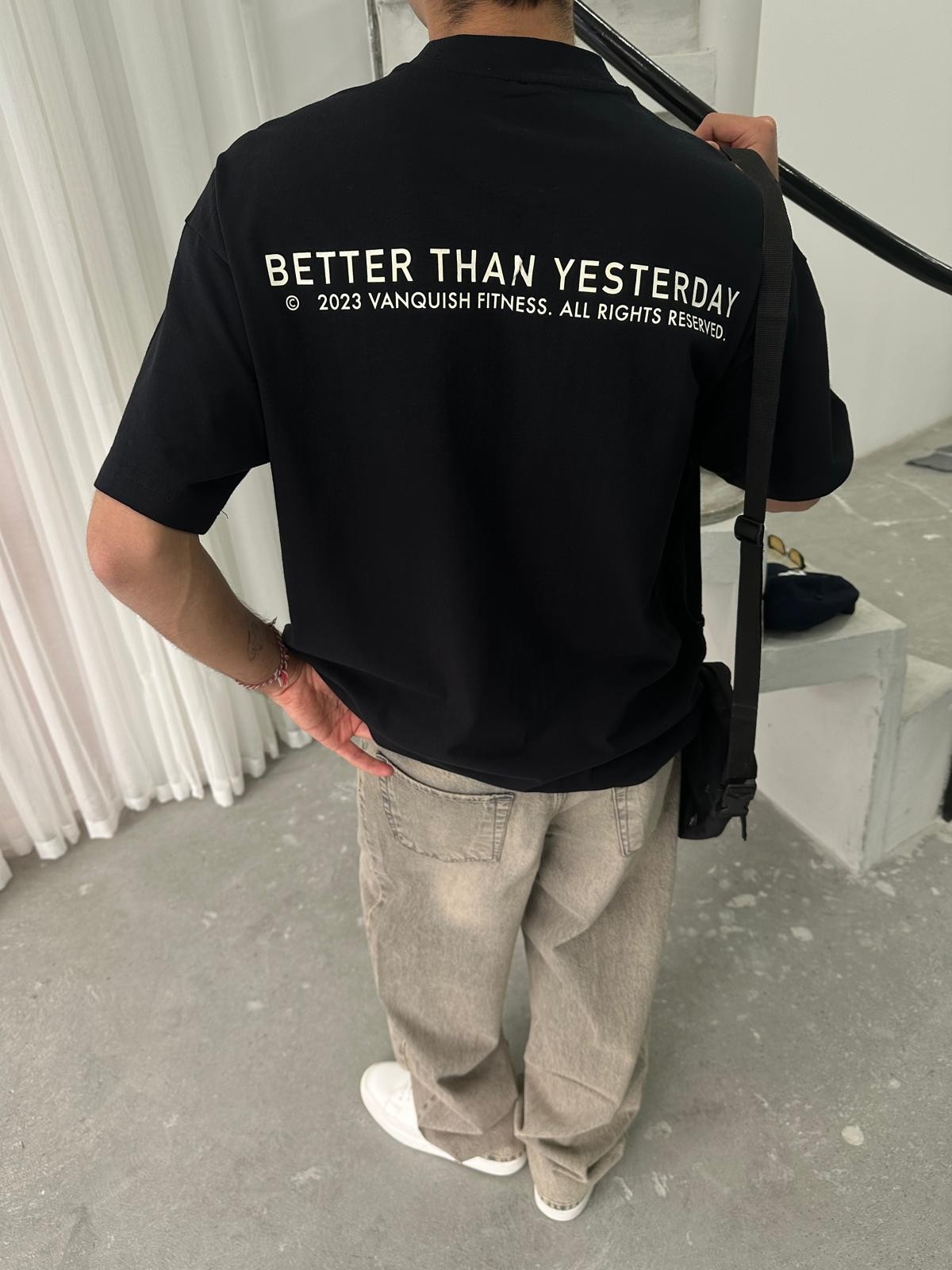 Better Than Yesterday Back Print Black T-Shirt