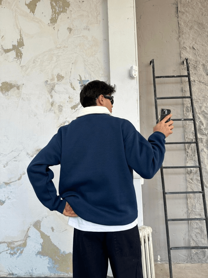 Montmare Lacivert Oversize Sweatshirt