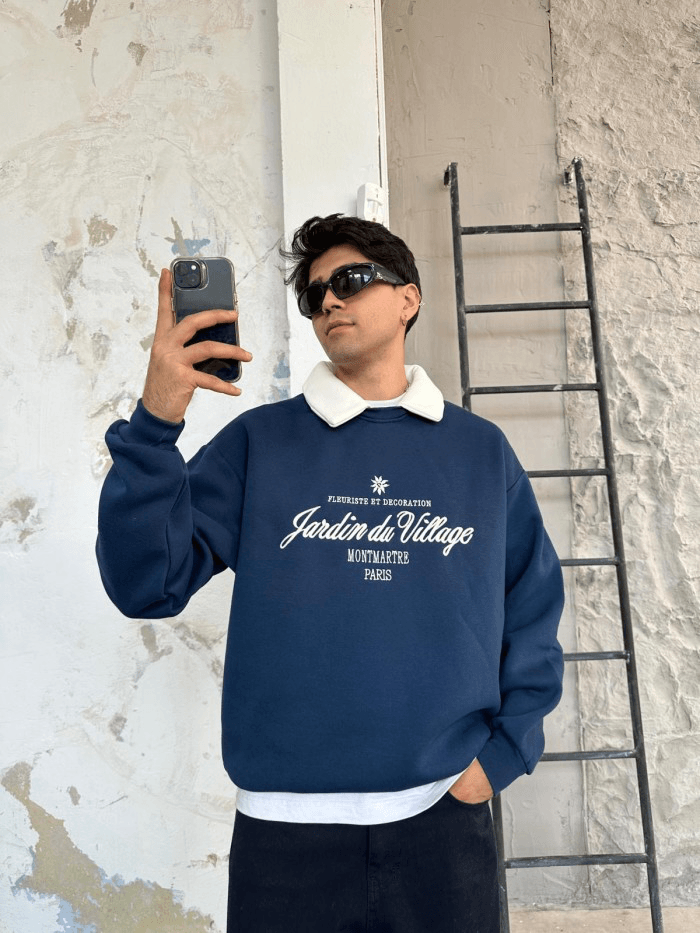 Montmare Lacivert Oversize Sweatshirt