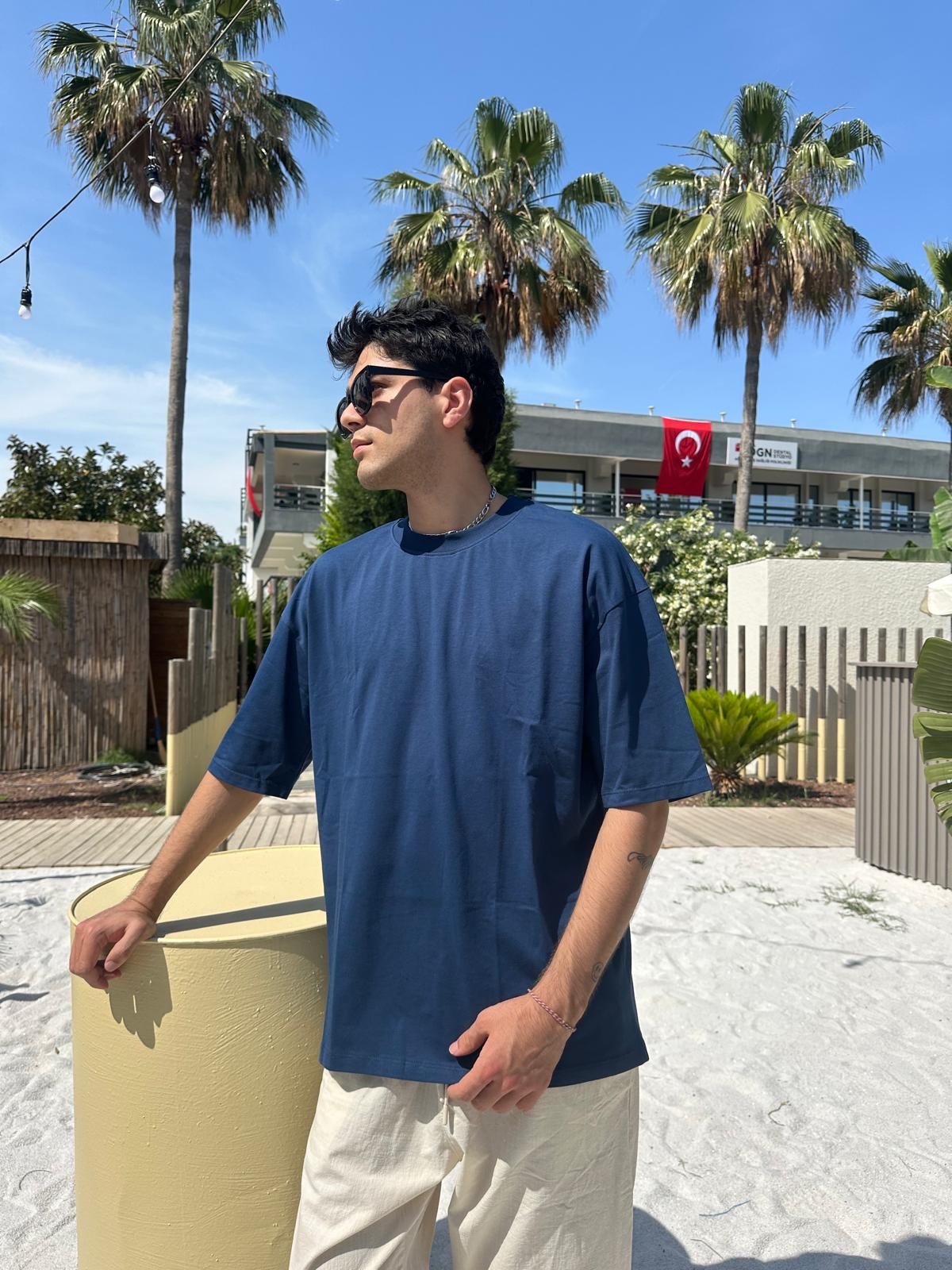 Lacivert Sand Vibes Basic T-Shirt