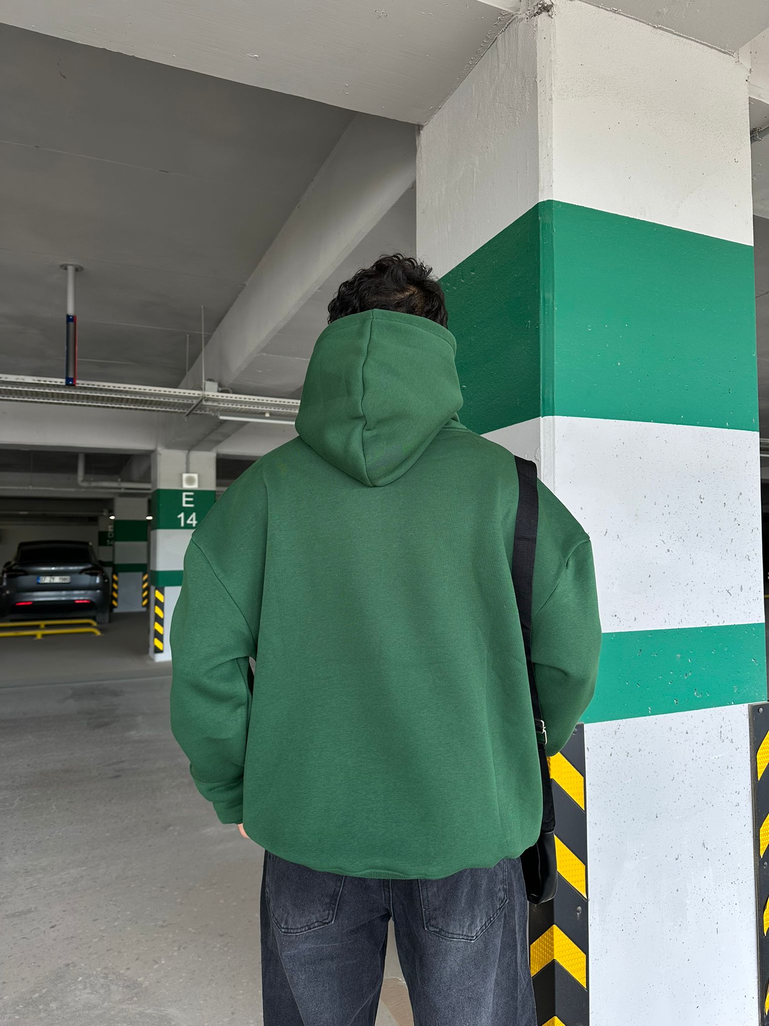 Basıc Oversize Hoodie - yeşil