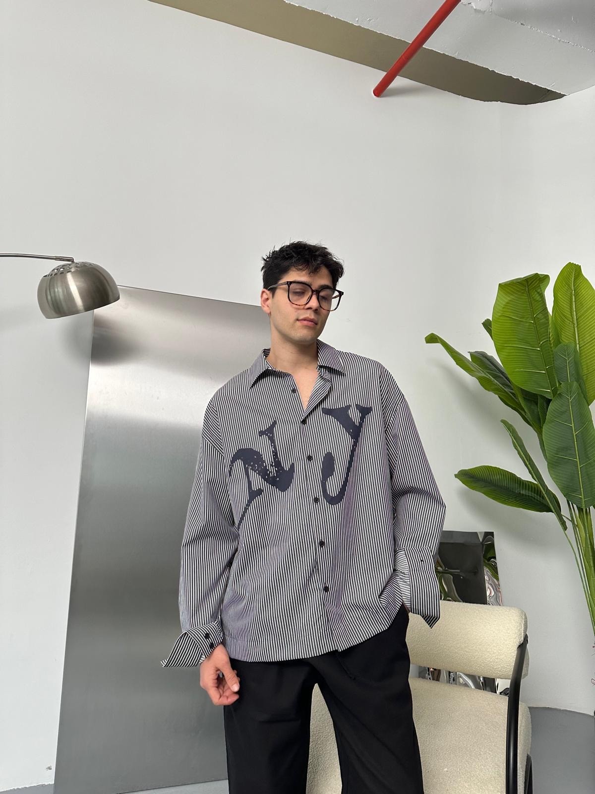 NY Çizgili Vintage Oversize Gömlek