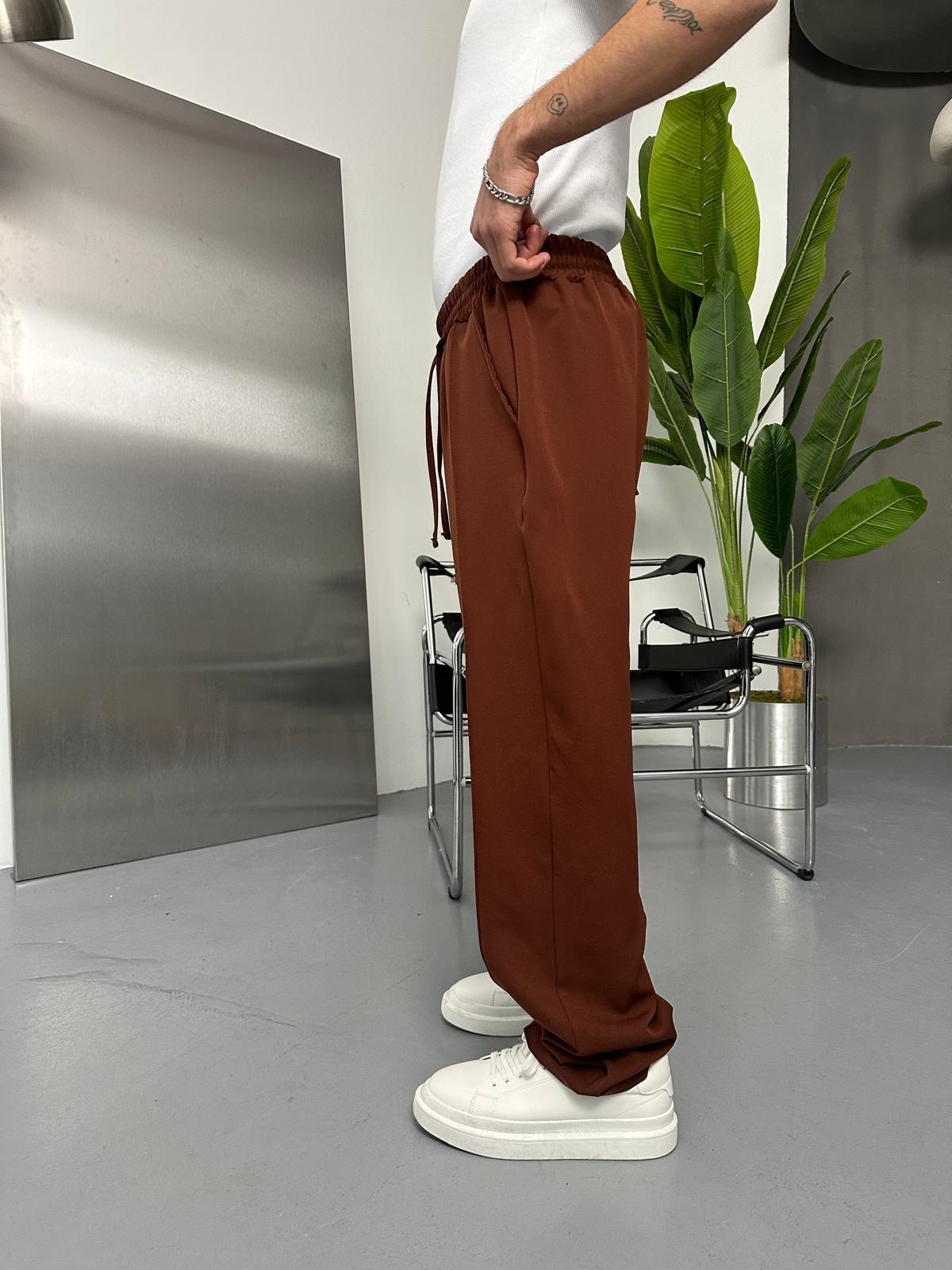 Dokuma Çımalı Fresh Kahve Baggy Pantolon