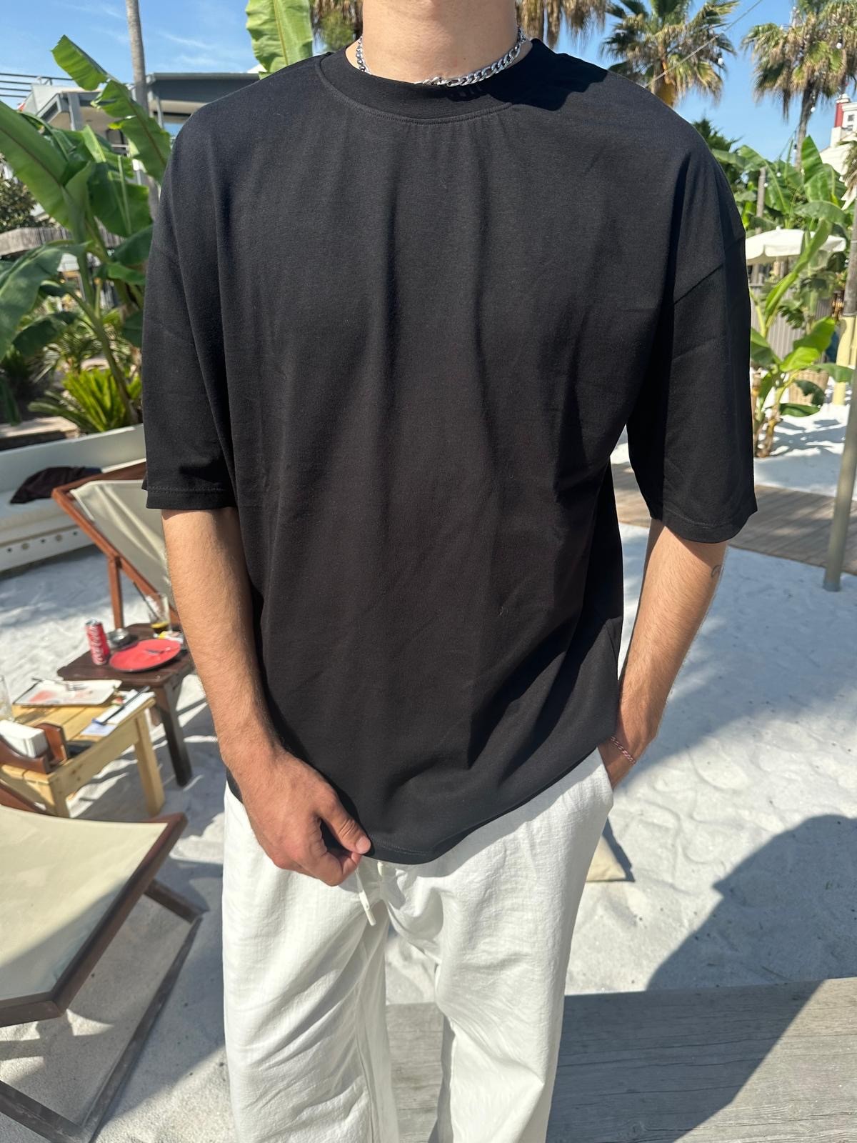 Siyah Sand Vibes Basic T-Shirt