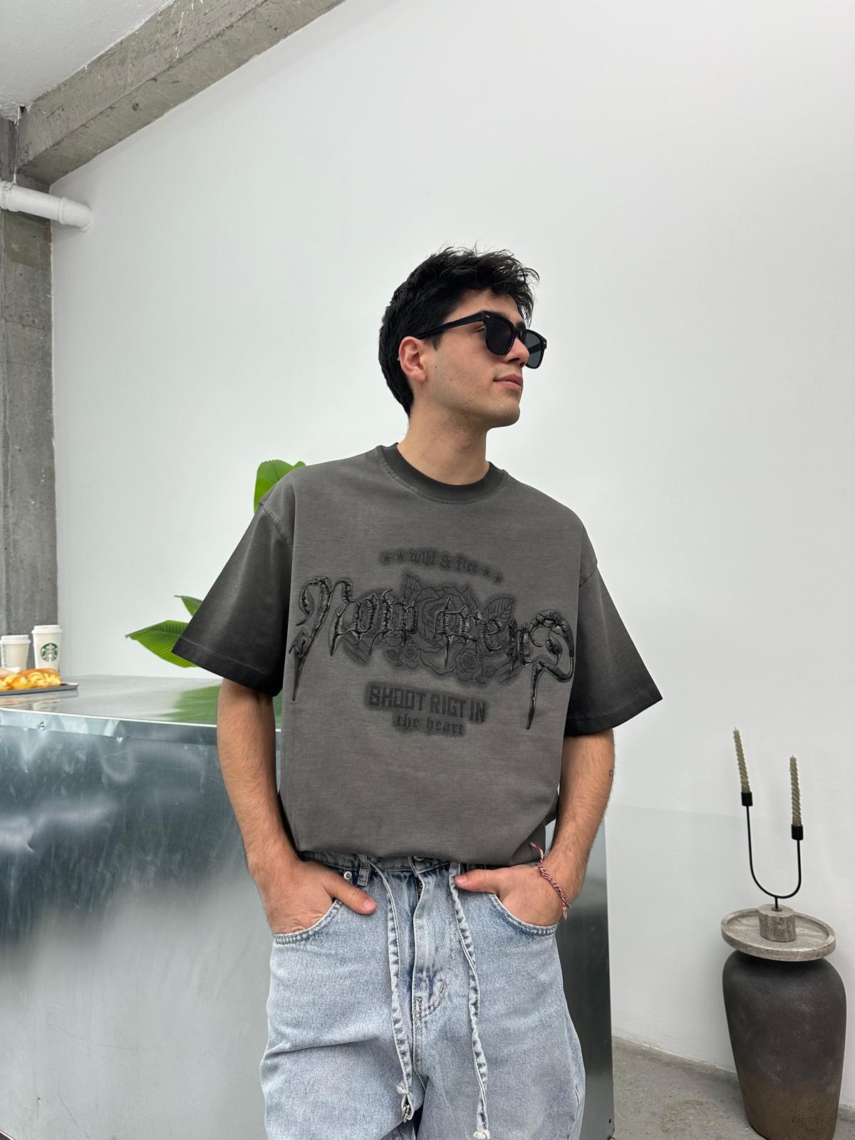 Shoot Now Füme Oversize T-Shirt