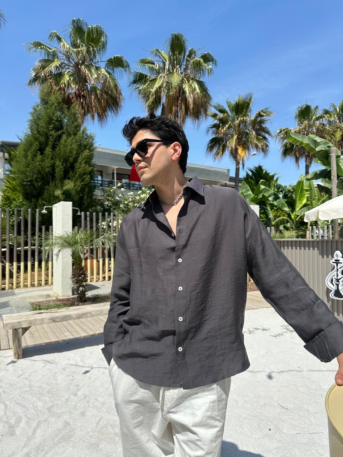 Füme Sand Vibes Keten Gömlek