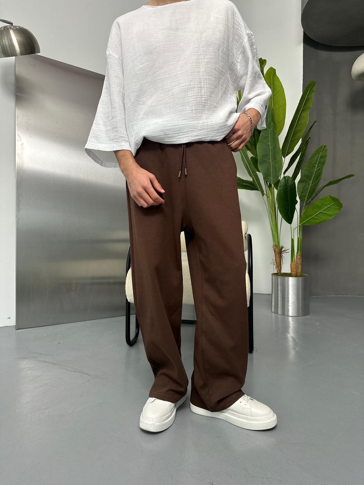 Face Kumaş Kahve Baggy Pantolon 