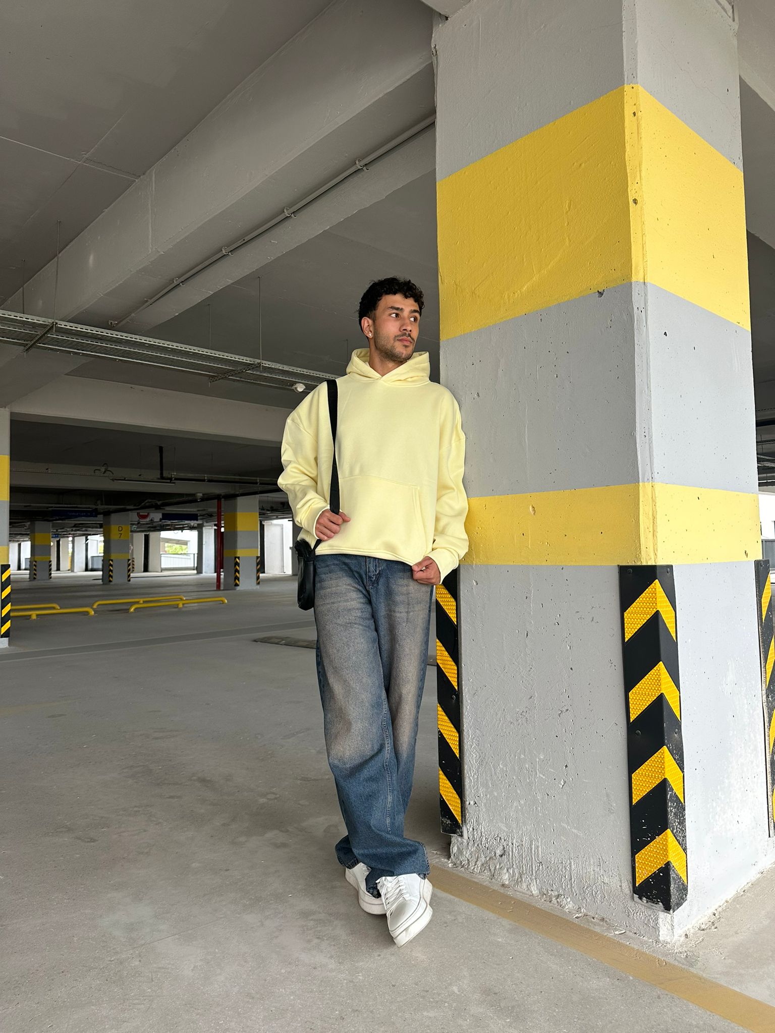 Basıc Oversize Hoodie - soft sarı