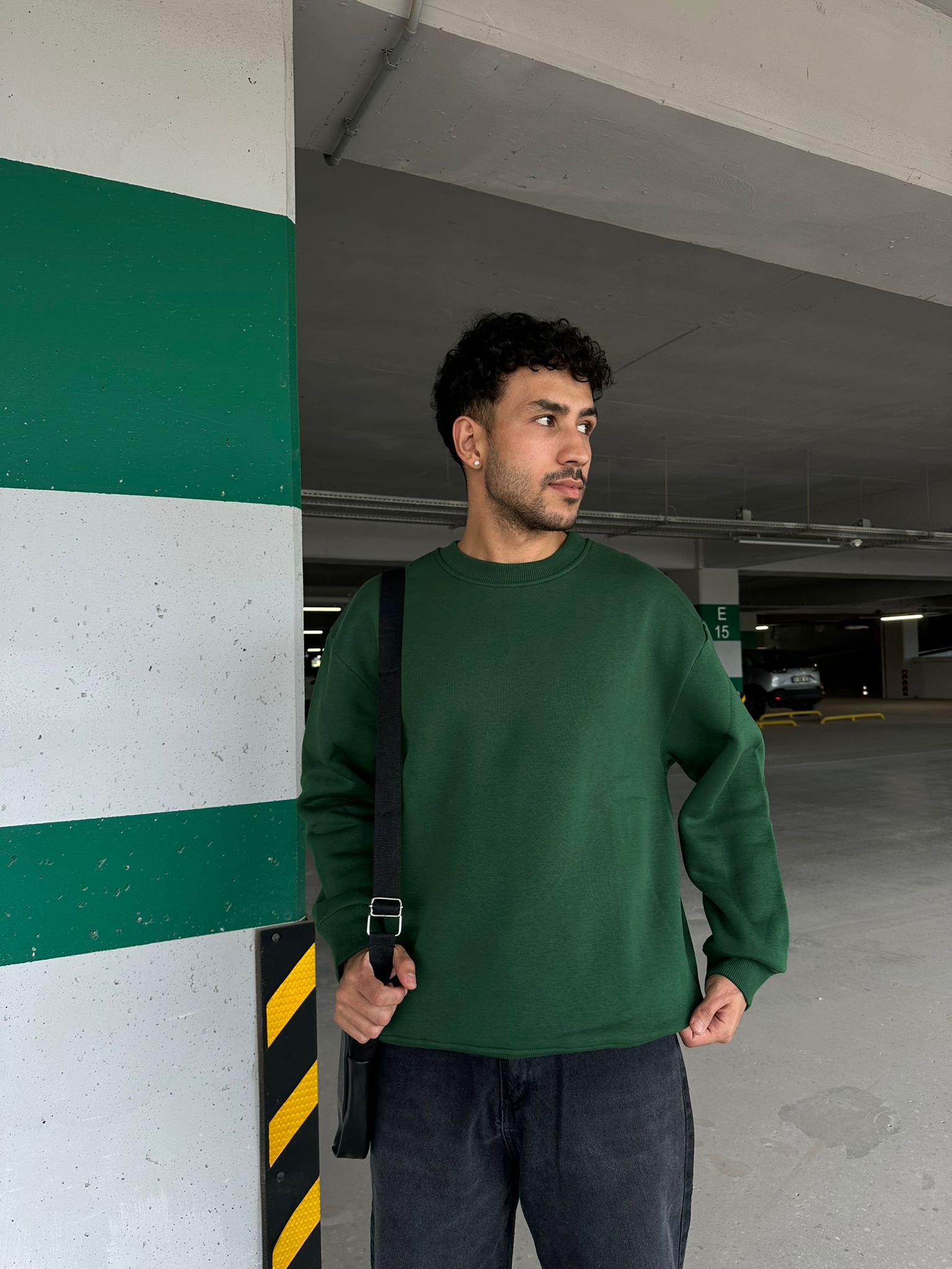 Basıc Oversize Sweatshirt - yeşil