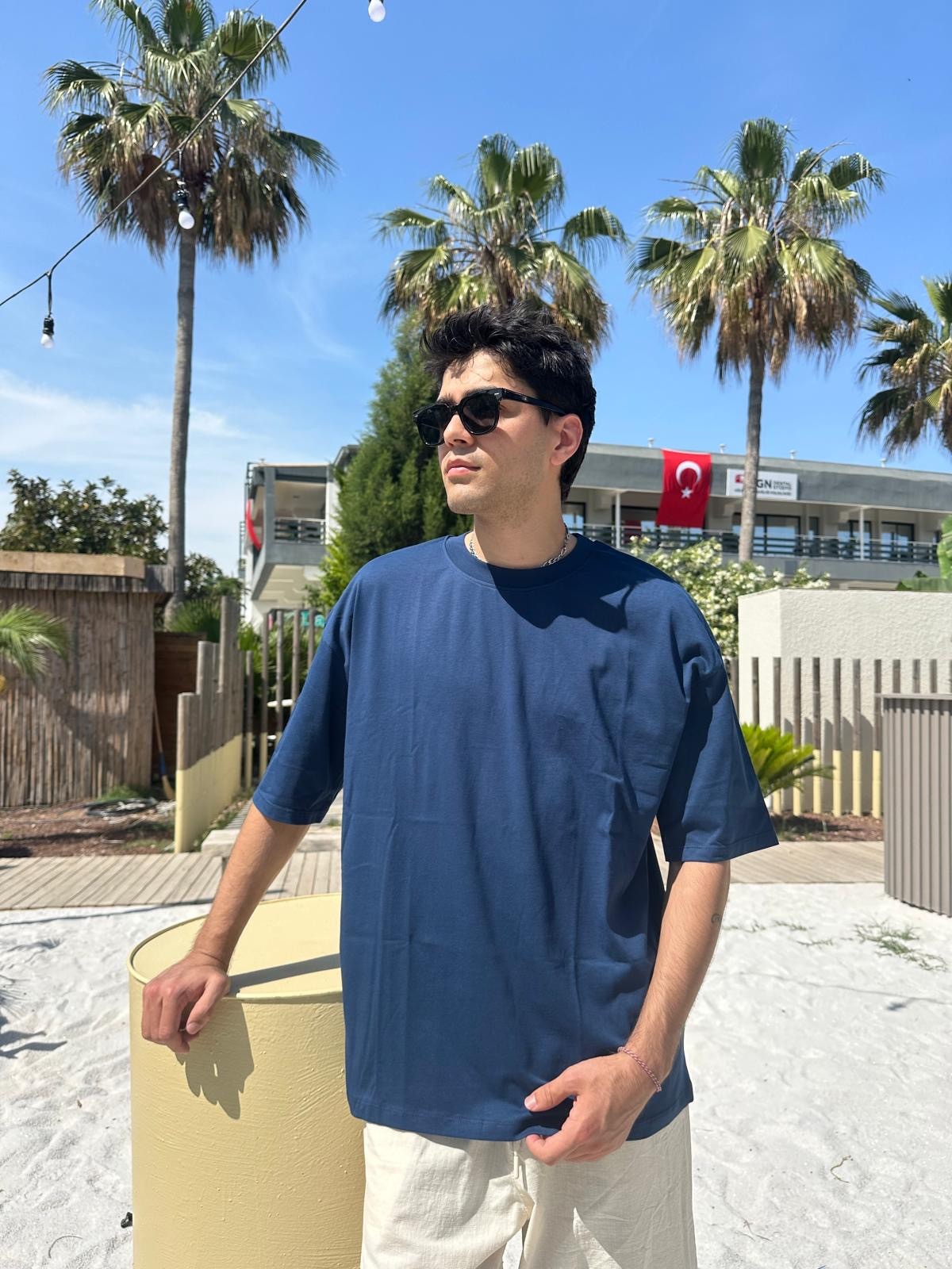 Lacivert Sand Vibes Basic T-Shirt
