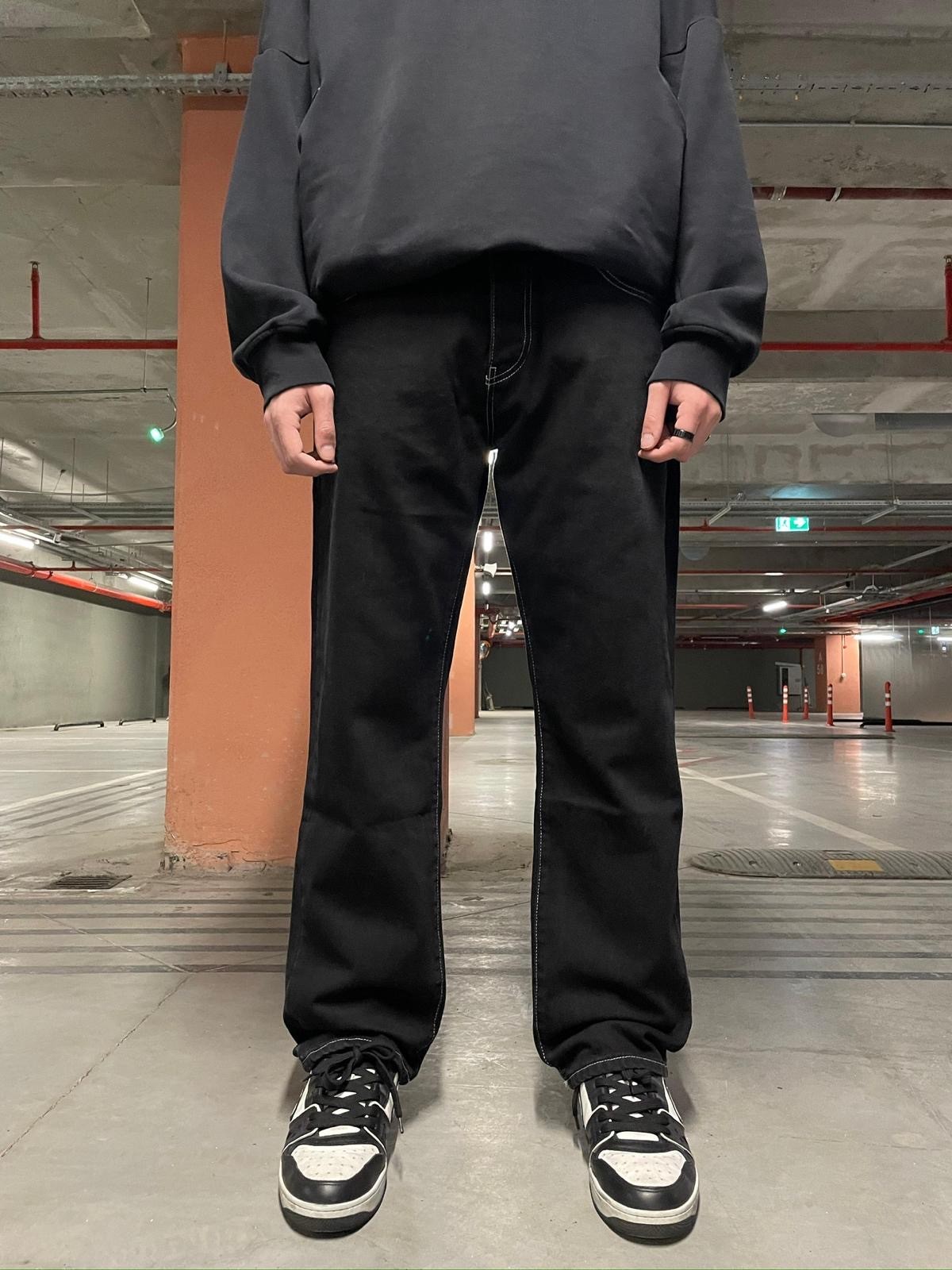 Tere Dikiş Baggy Siyah Pantolon