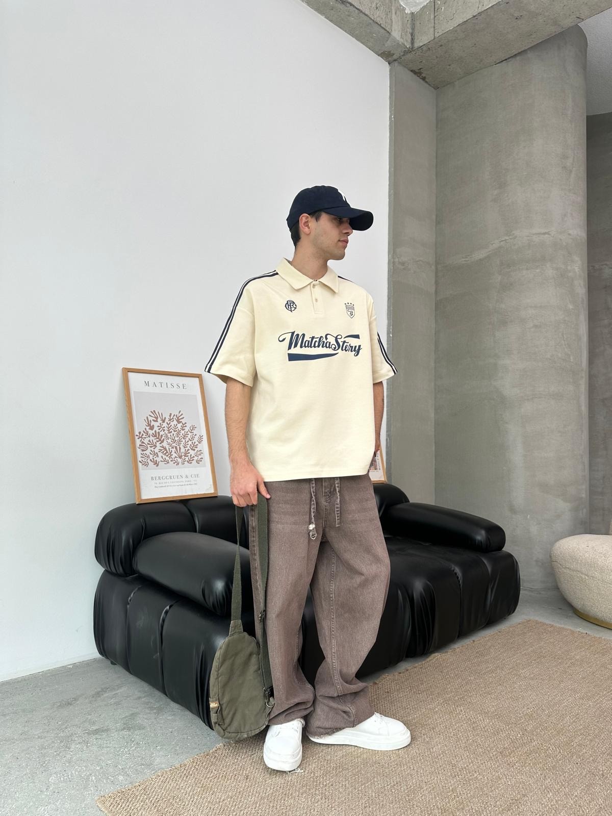 Matcha Story Polo Yaka Bej T-Shirt