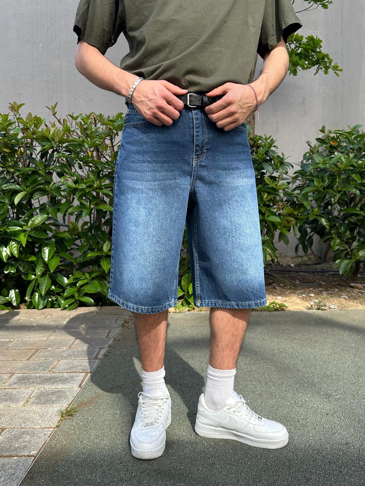 Vintage Dark Blue Teen Kot Şort Alx